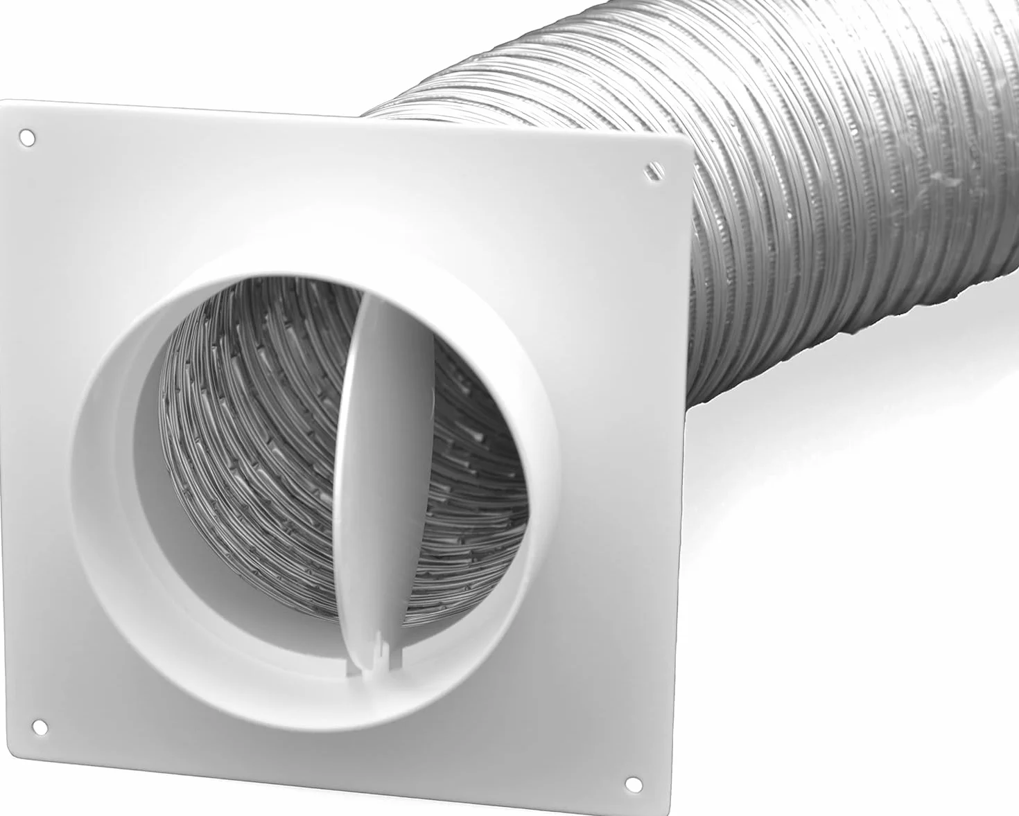 H&C VENT Conector de Brida para Ventilación 150mm con Válvula │ Conectores de Tubo PVC Flexible, Aluminio Manguera Conducto │ Placa de Pared │ Extractor Cocina Tubo Aire Acondicionado Secadora Rejilla