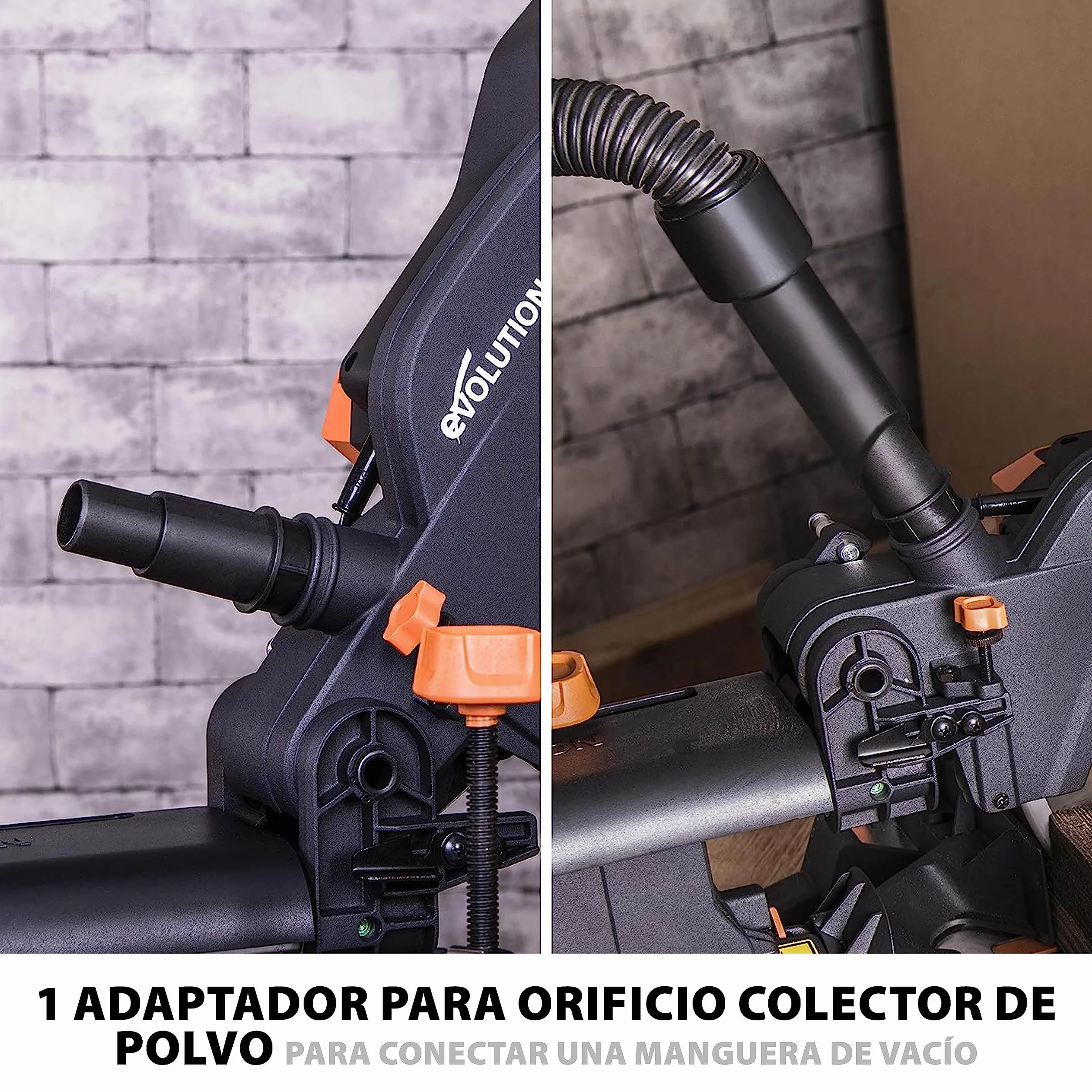 Evolution Power Tools R255SMS Pack accesorios sierra ingletadora 255 mm mordaza frontal superior saco captapolvo