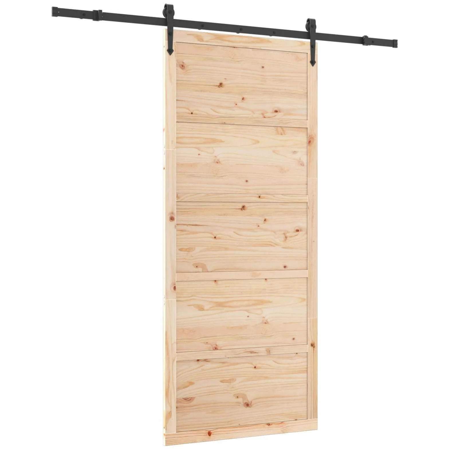 vidaXL Puerta Corredera Natural 100 x 208 cm Madera de Pino Maciza, Sala, Puerta corredera Moderna, Separador de Madera, riel Ajustable, Entrada de Pino ahorrando Espacio