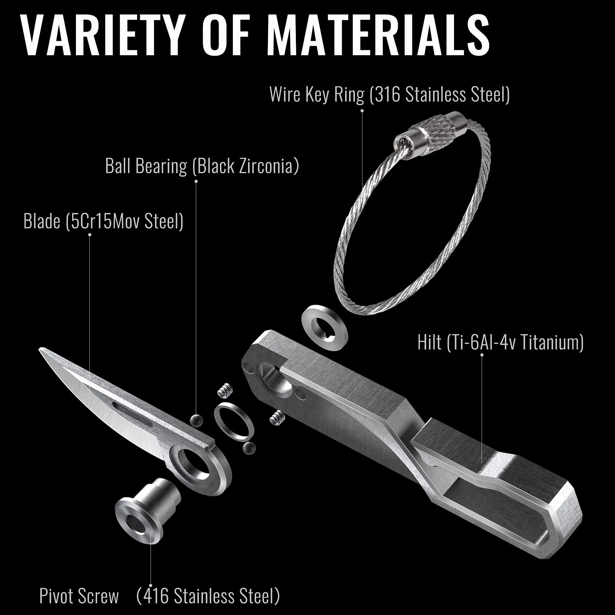 KeyUnity KK00 Mini Cuchillo de Bolsillo Plegable para Hombres - Cuchillo EDC de Titanio Pequeño y con Llavero 0.98 Pulgadas para Camping al Aire Libre de Uso Diario