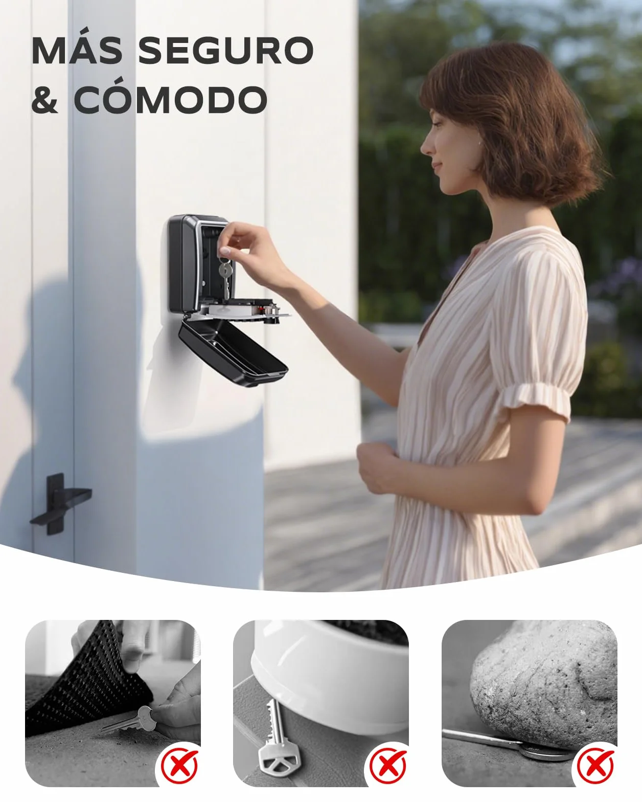 Mohard Caja de Seguridad para Llaves, Combinación 12 Dígitos, Impermeable, Gran Capacidad, Caja Fuerte Exterior
