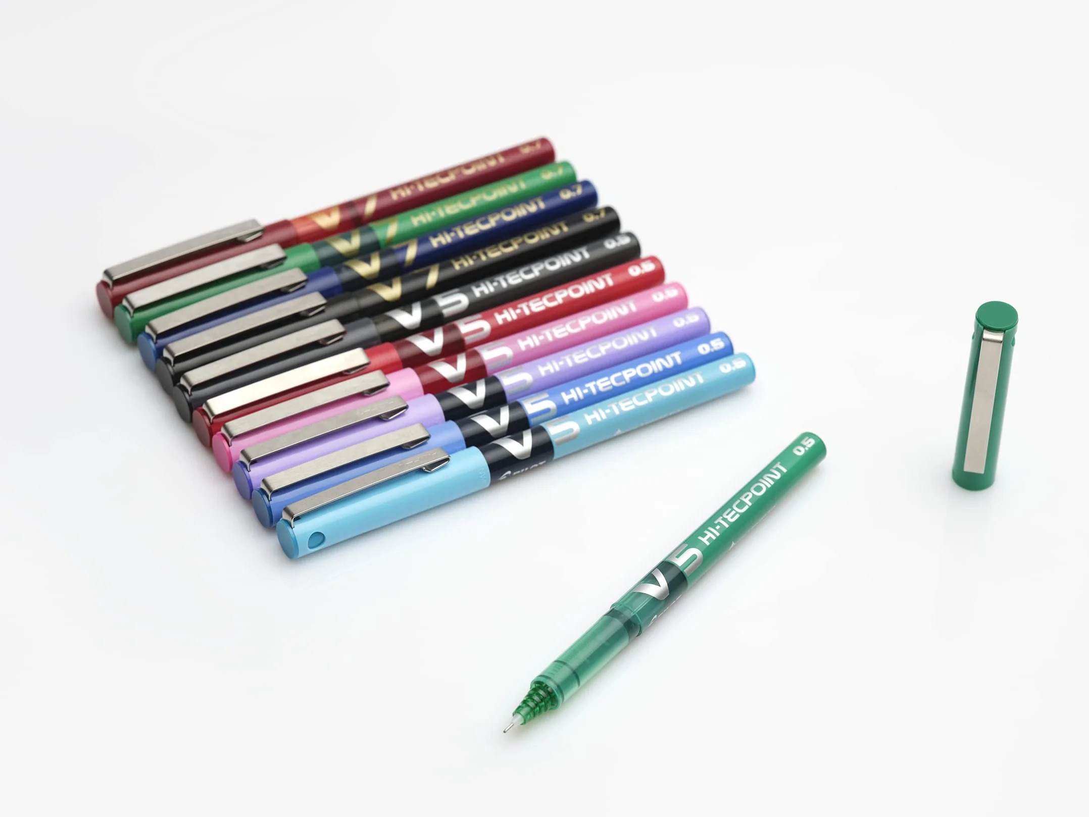 PILOT Caja de 4 V5 Bolígrafos Roller Tinta Líquida Punta de Aguja Fina 0,5mm Azul