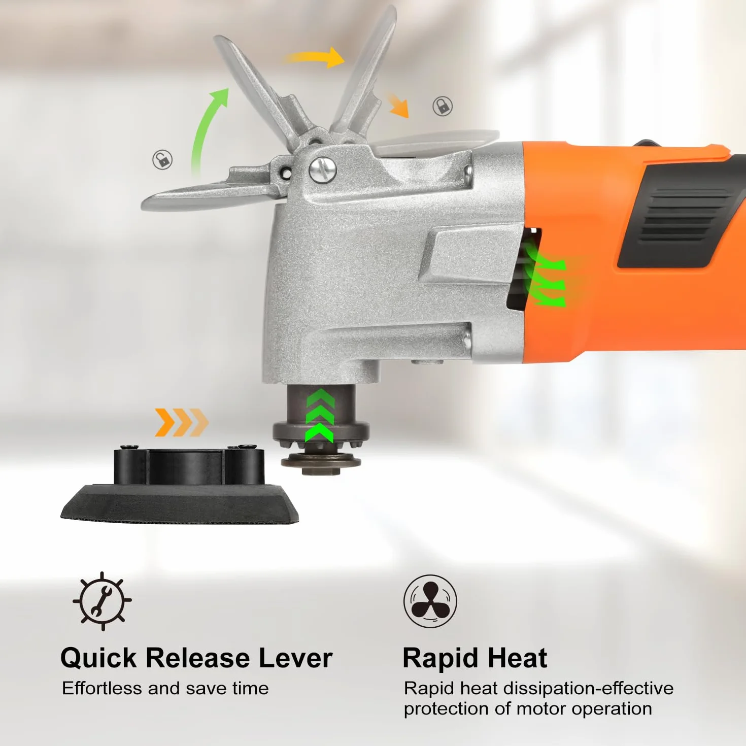 Yunirvana Multiherramienta Oscilante 300W, Herramienta multifunción 15000-22000RPM con ángulo de oscilación de 3°, 6 Velocidades,con 32 Accesorios de accesorios y bolsa de transportepara