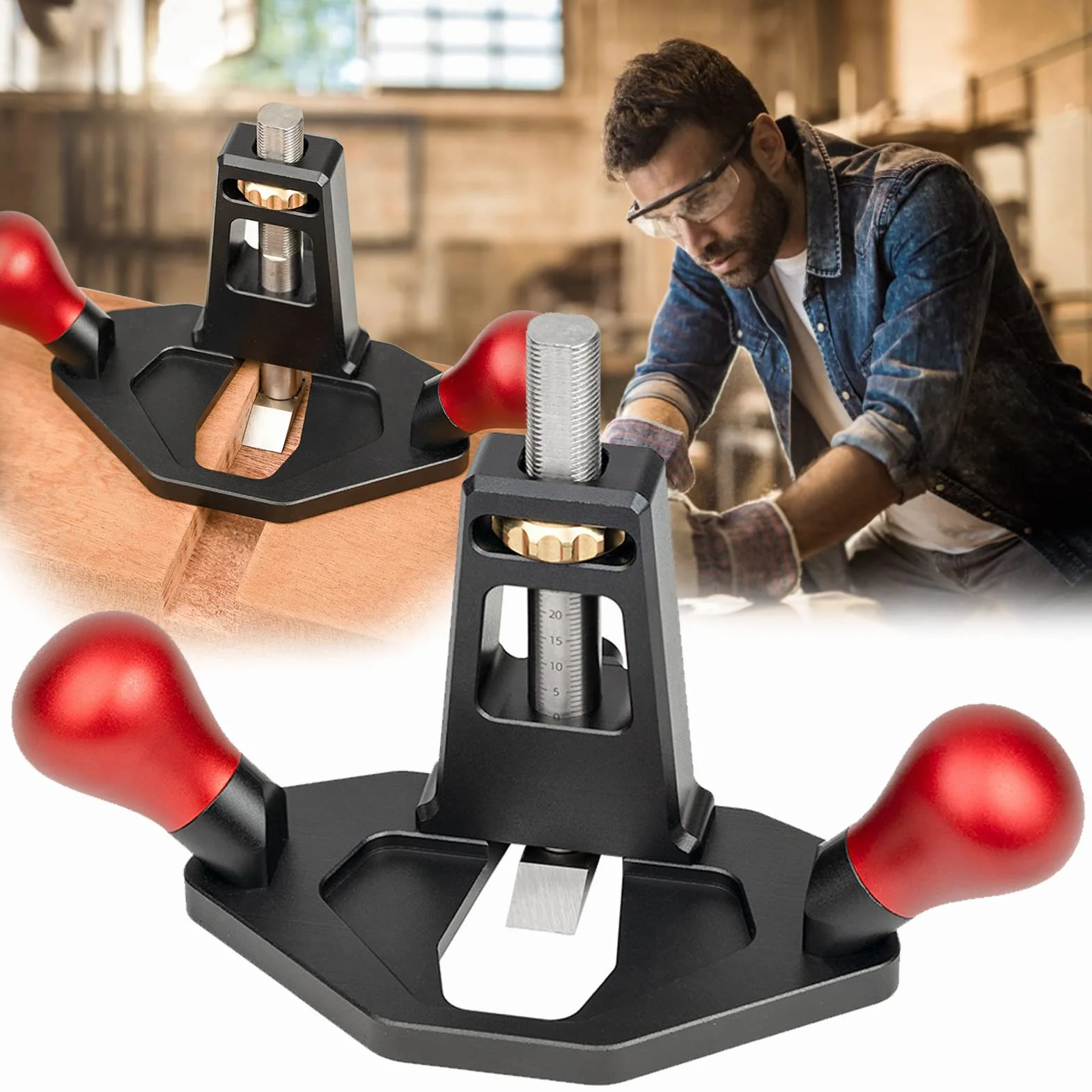 Enrutador de Mano, Enrutador Avión Enrutador Herramienta Carpintería Enrutador Mano Plano de Mano Portátil con Acero Inoxidable de para Madera Profundidad Ajustable