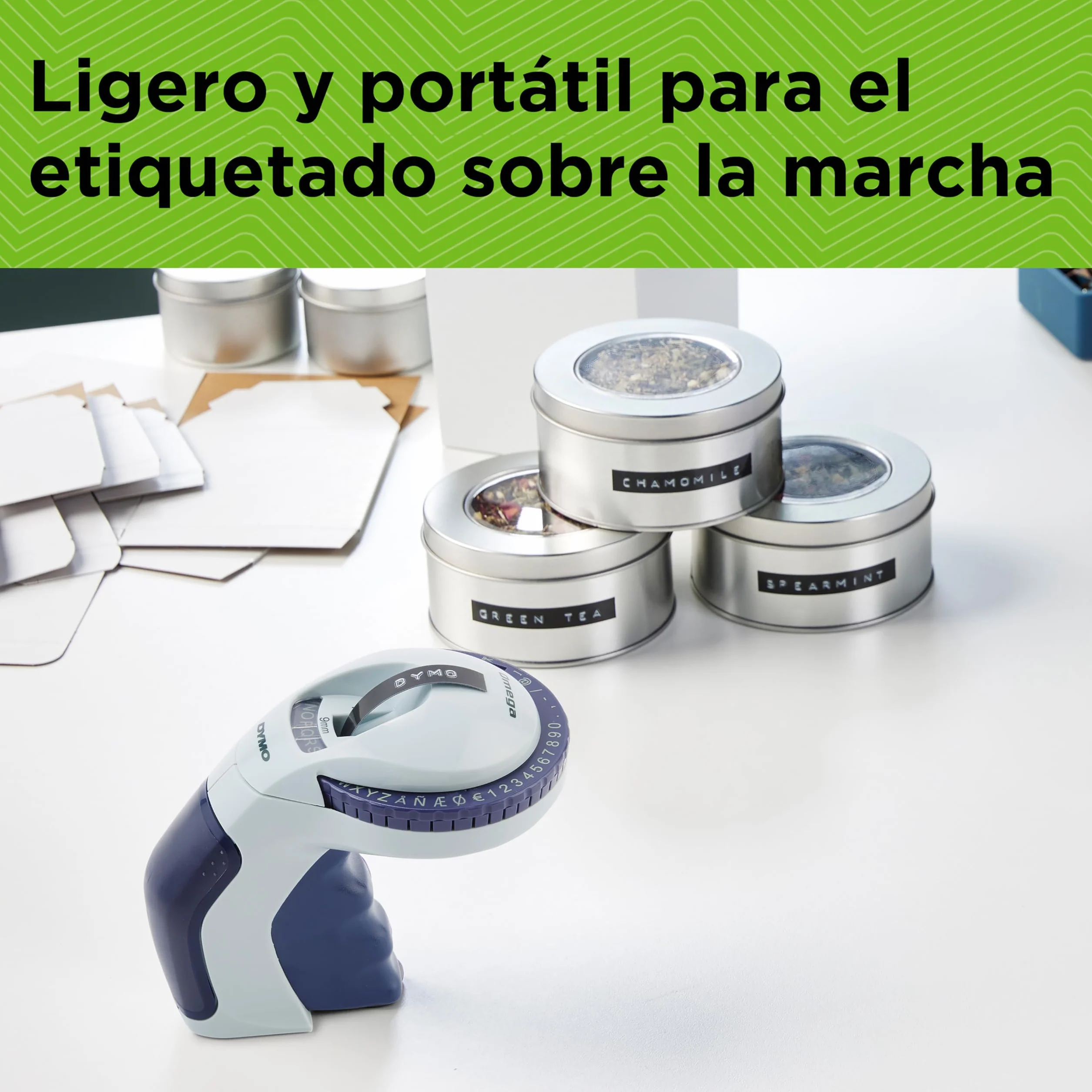 DYMO Omega rotuladora de estampación pequeña con sistema de giro y clic diseño ergonómico