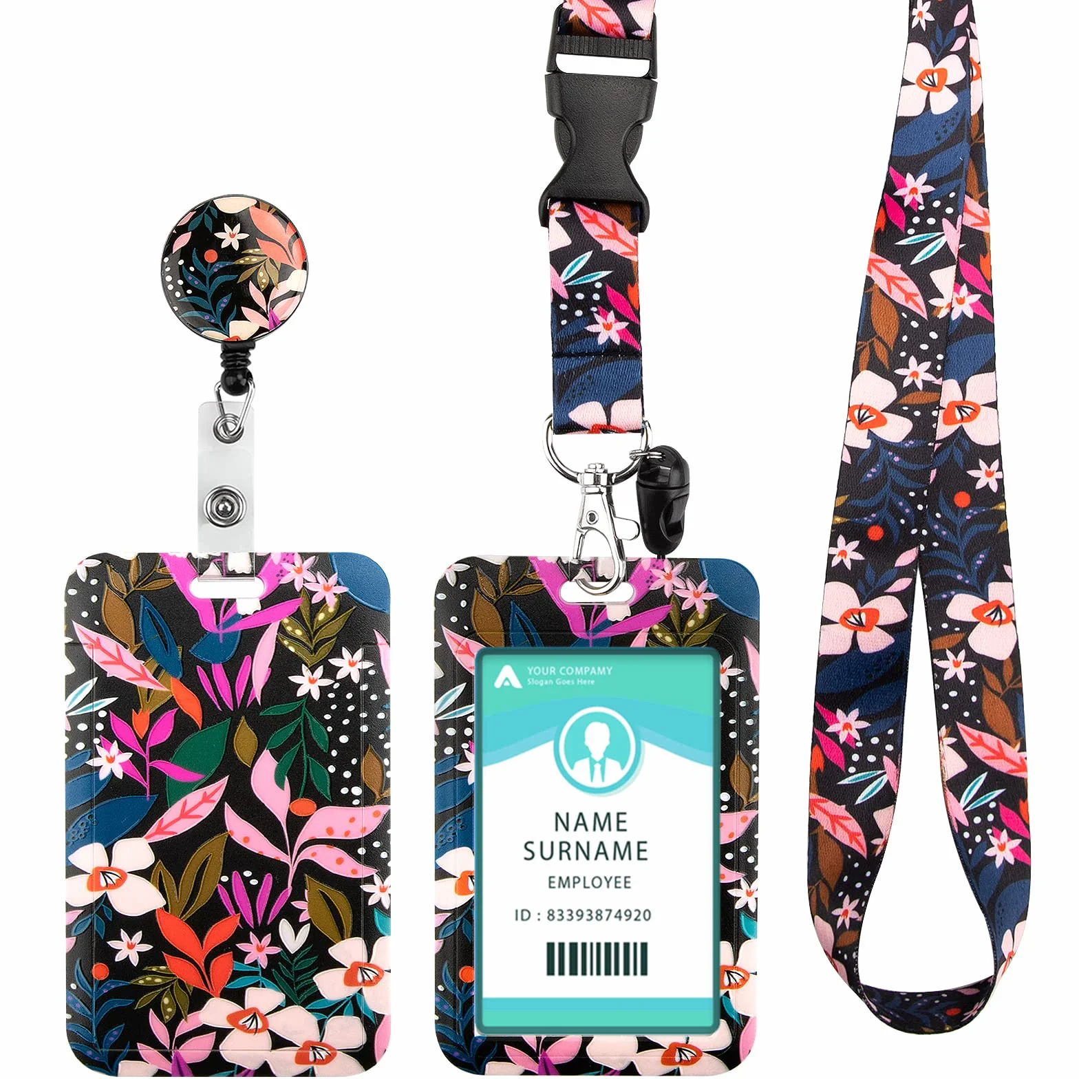 Porta Tarjetas Identificativas, Lanyard con Tarjetero, ID Card Badges Holder Extensible con Cordón para el Cuello de la escuela, oficinas