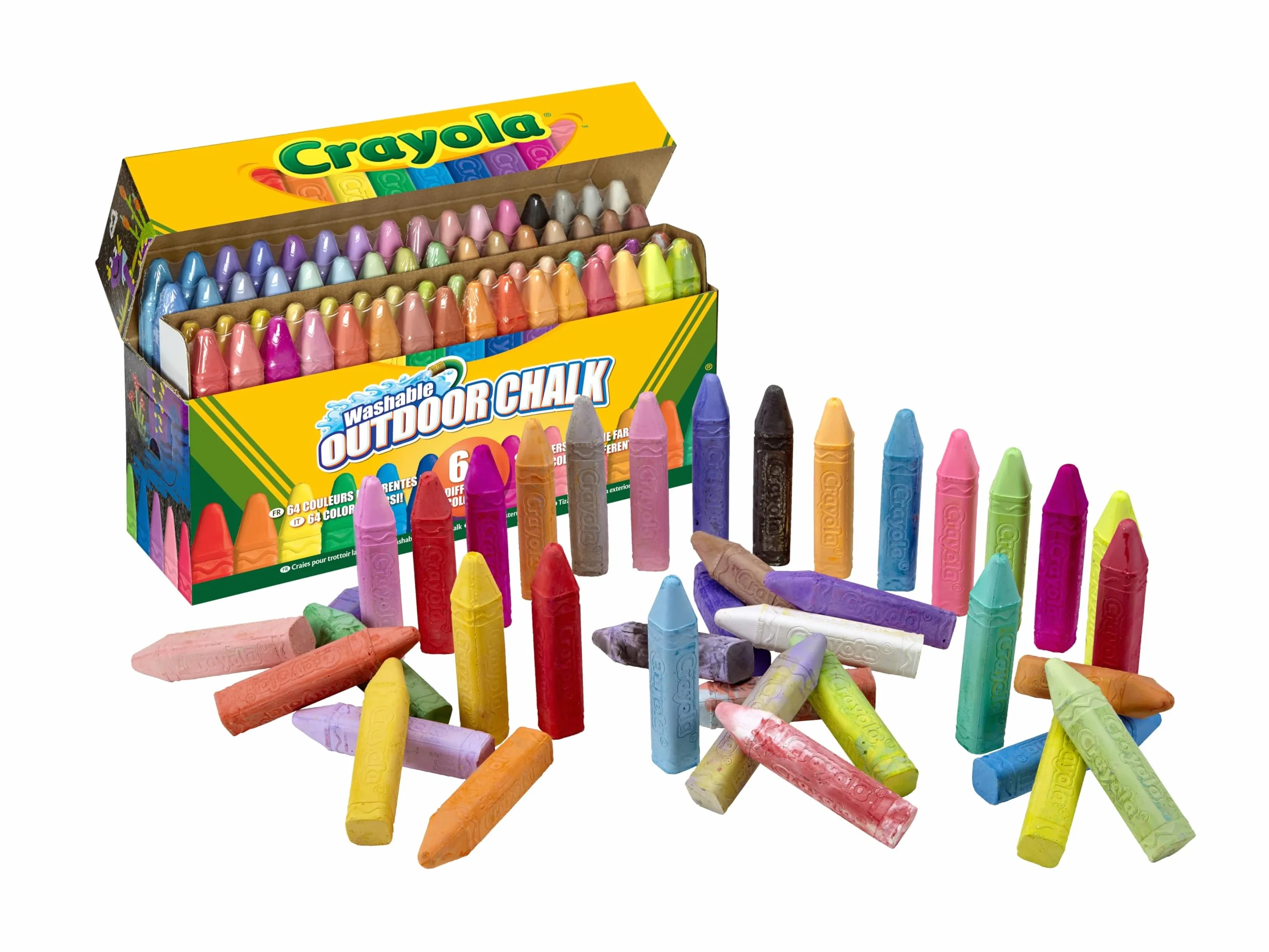 CRAYOLA Tizas de Colores Maxi para Dibujar en Asfalto, Set 64 Unidades, No Tóxico