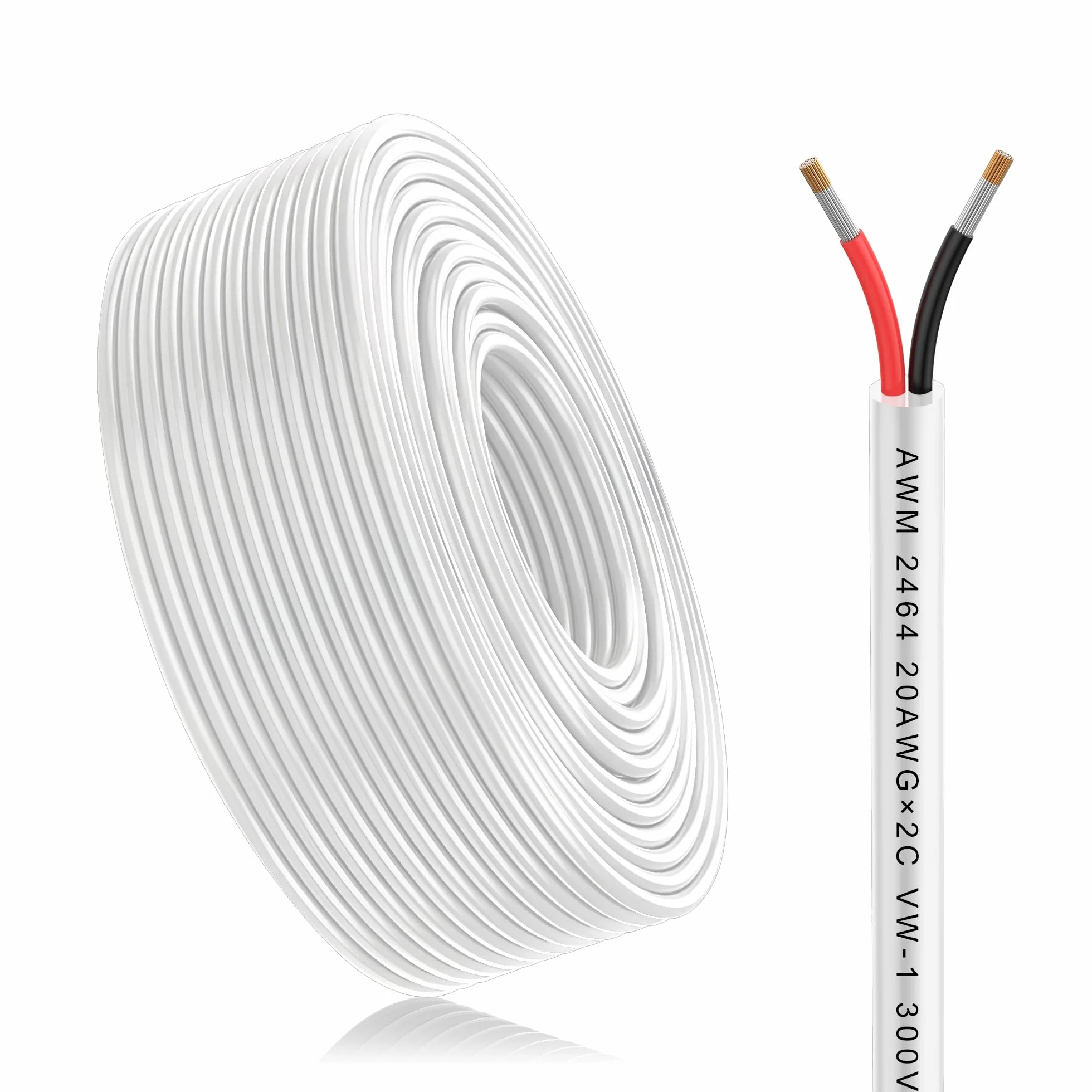 2×0.5mm² 5Metre 20AWG Cable eléctrico de 2 núcleos 5V/12V/24V/300V cable de cobre estañado libre de oxígeno de múltiples hebras para el paisaje, lámparas LED, automoción, al aire libre (20/2-5M)