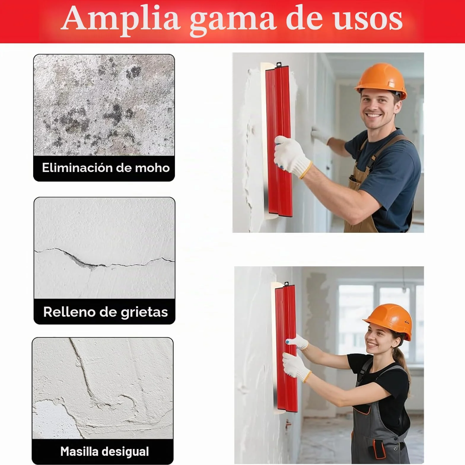 Juego de Espátulas 3 Piezas 25/40/80 cm – Espátula de Acero Inoxidable para Masilla con Mango en Z, Llana para Enlucir y Alisar, Herramienta Multiusos para Yesero, Pintor | Set de alisadoras chapistas, herramientas de acabado de pared para placo, yeso y g