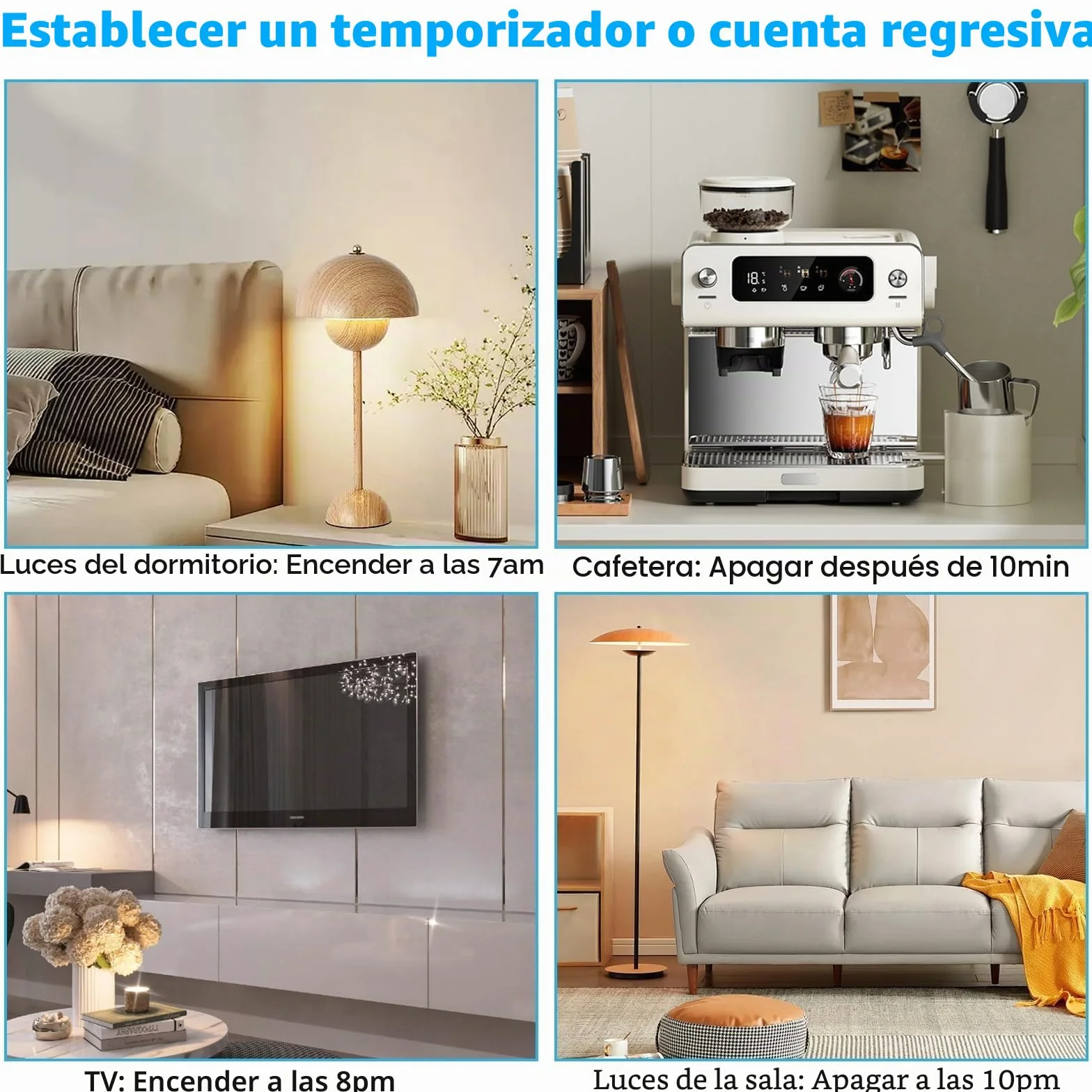 Enchufe Inteligente WiFi, 4 Pack Enchufe WiFi Medidor Consumo 16A 3680W, Tomada Inteligente con Temporizadores y Control Remoto por APP&Voz, Compatible con Alexa y Google Home