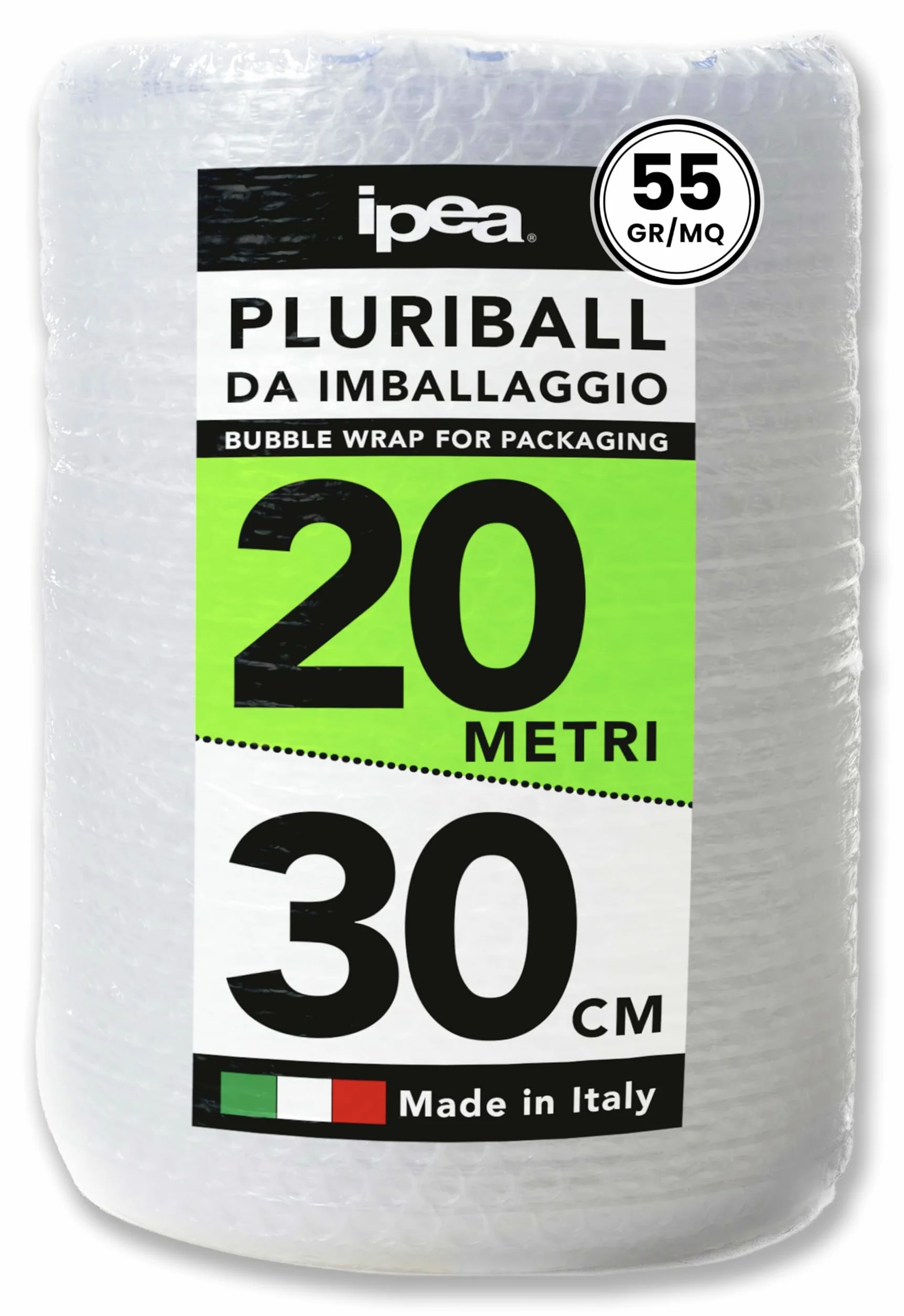 IPEA Rollo de Plástico de Burbujas 20 Metros x 30 cm 55 gr/mq Protección Embalaje Envío