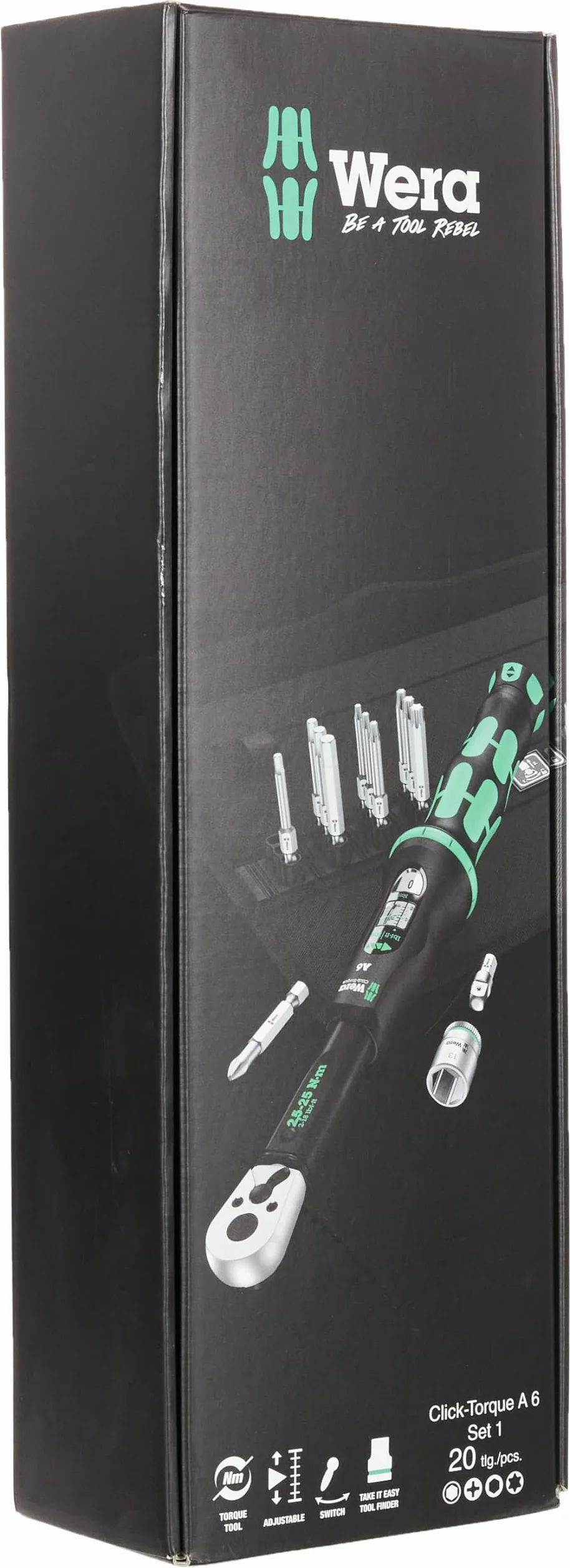 WERA-05130110001-Click-Torque A 6 Set 1 - Llave dinamomé. con puntas+vasos en caja textil
