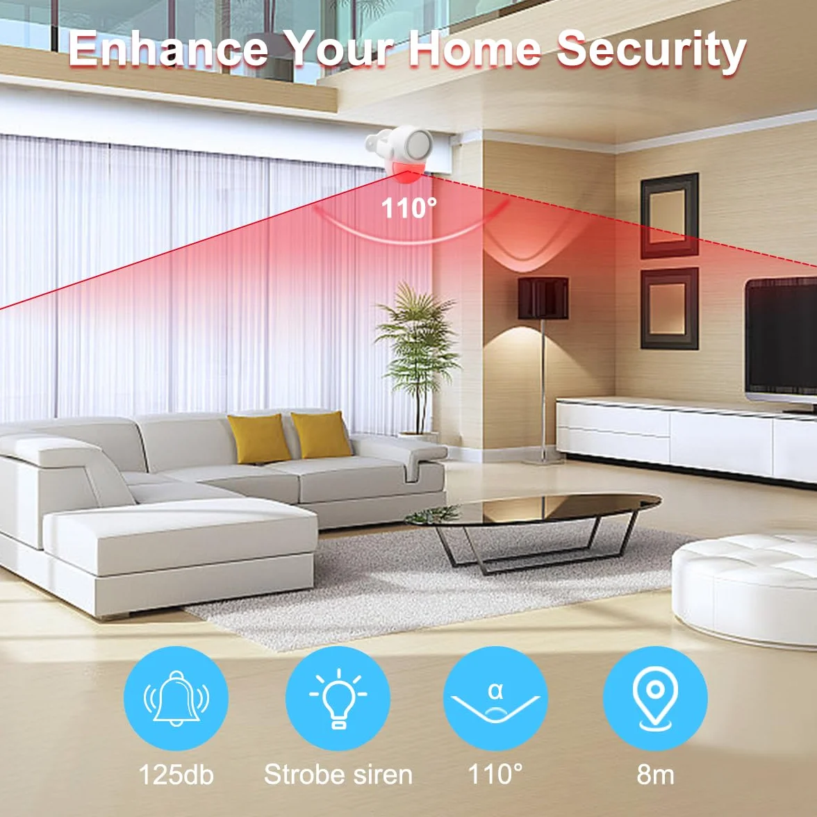 GALOOK Alarmas para Casa con 2 Control Remoto, Sensor de Movimiento con Alarma para Casa, Tienda, Oficina, Furgoneta, Garaje, Control Remoto Infrarrojo Sistema de Alarma Antirrobo, 125dB