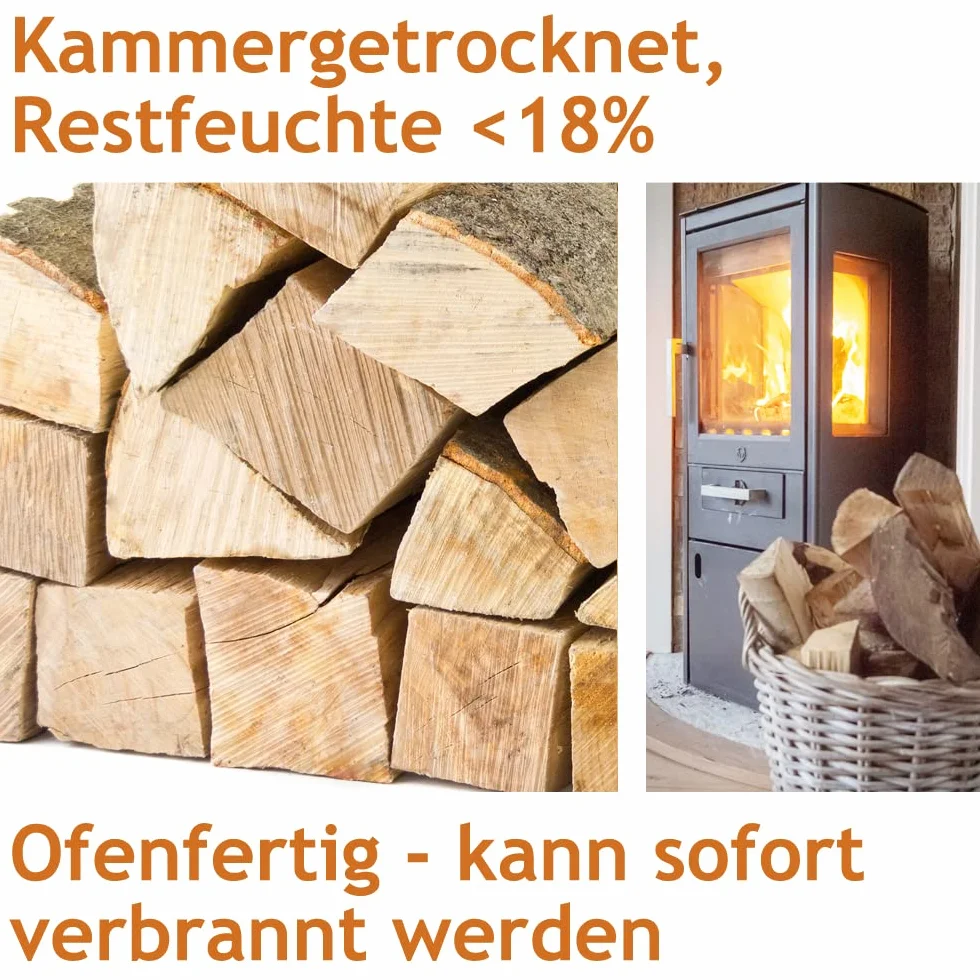 Leña Madera 50 kg para Estufa y Chimenea Brasero Parrilla Cesta de Fuego Troncos de Madera de Haya 30 cm Flameup