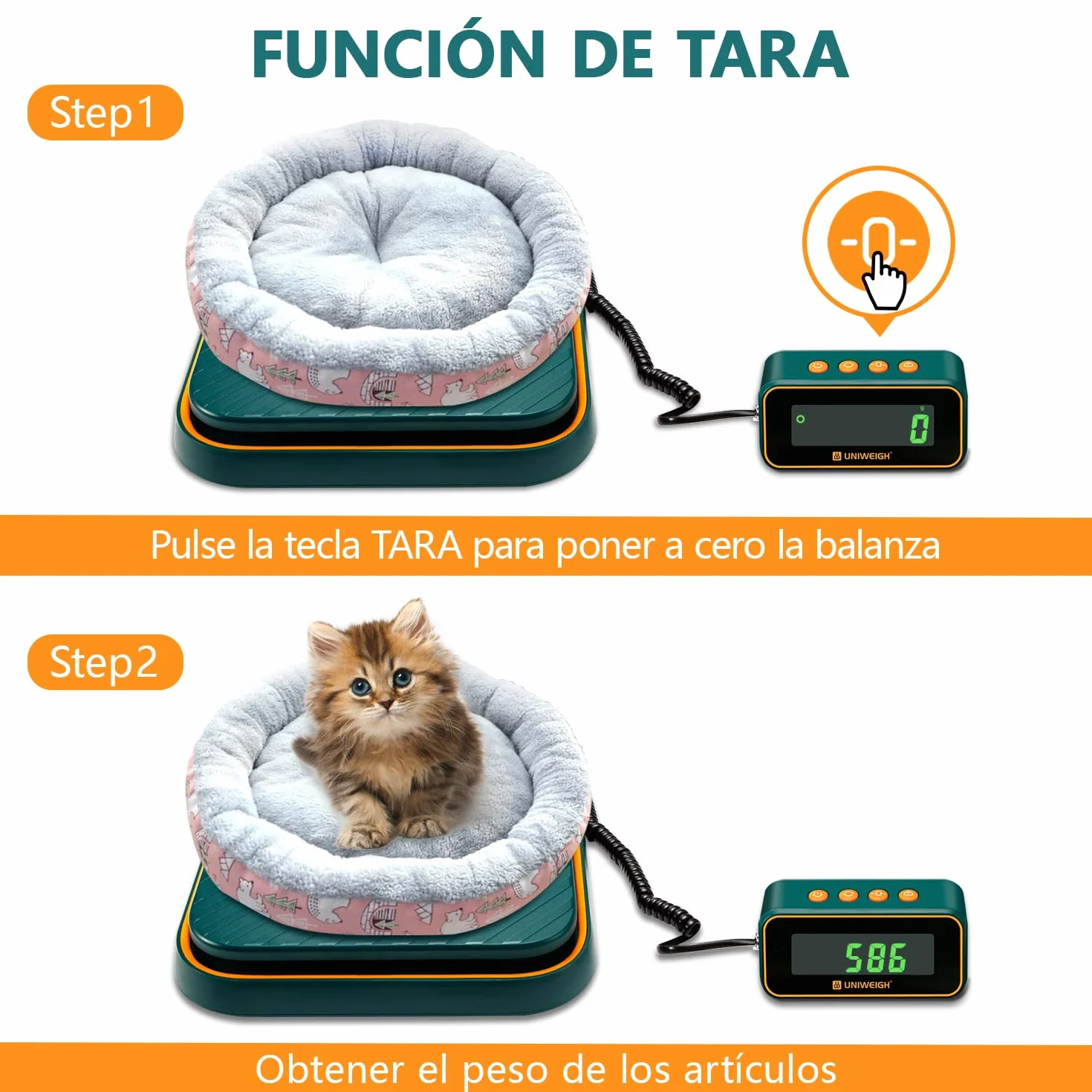 UNIWEIGH Báscula Postal Digital 39kg/86lb con Retención/Tara, Verde