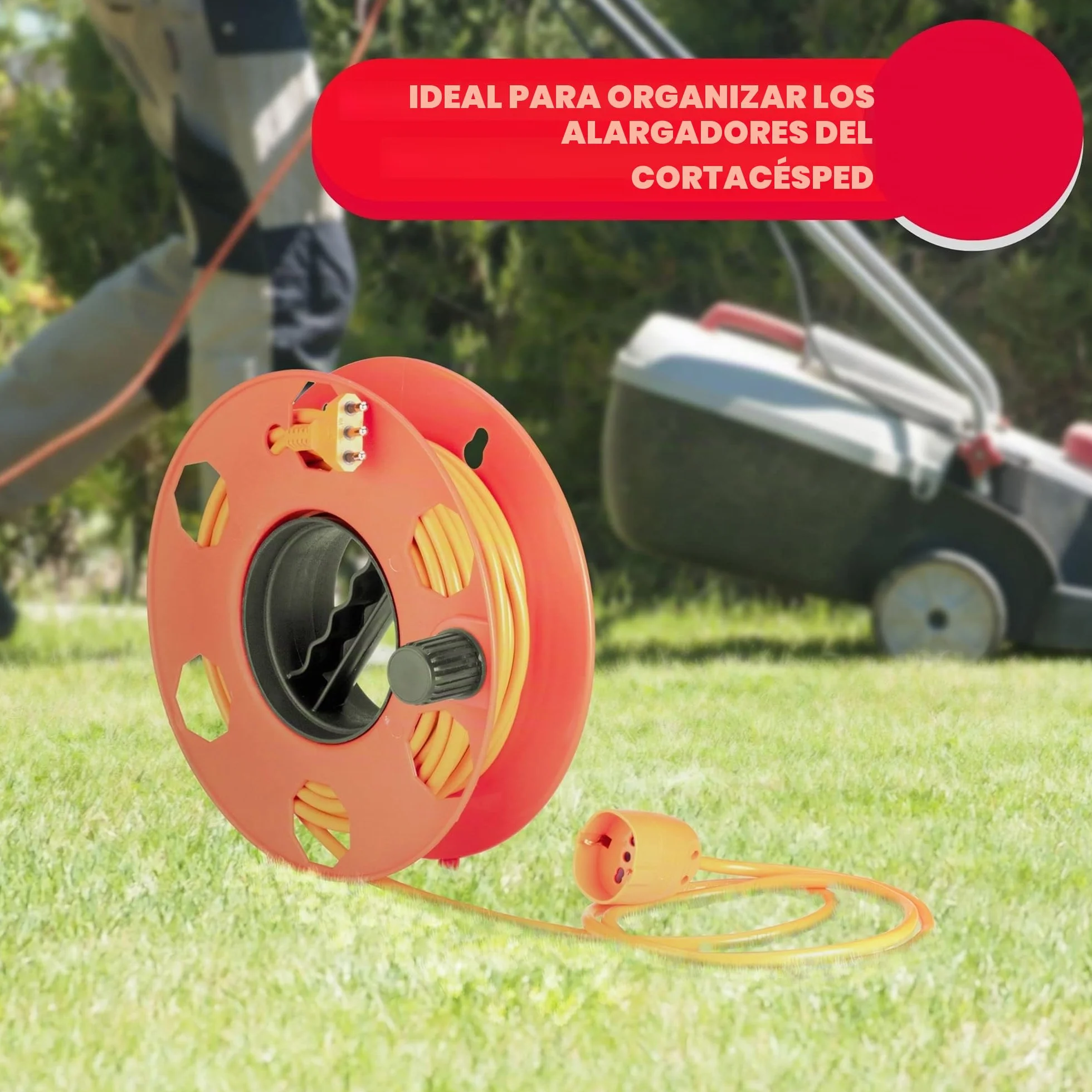 POLY POOL PP2603 Rodillo Carrete de Cable Profesional ROLLY, para Prolongadores Eléctricos, Cuerdas, Tubo Flexible, Adecuado para Cortacésped.