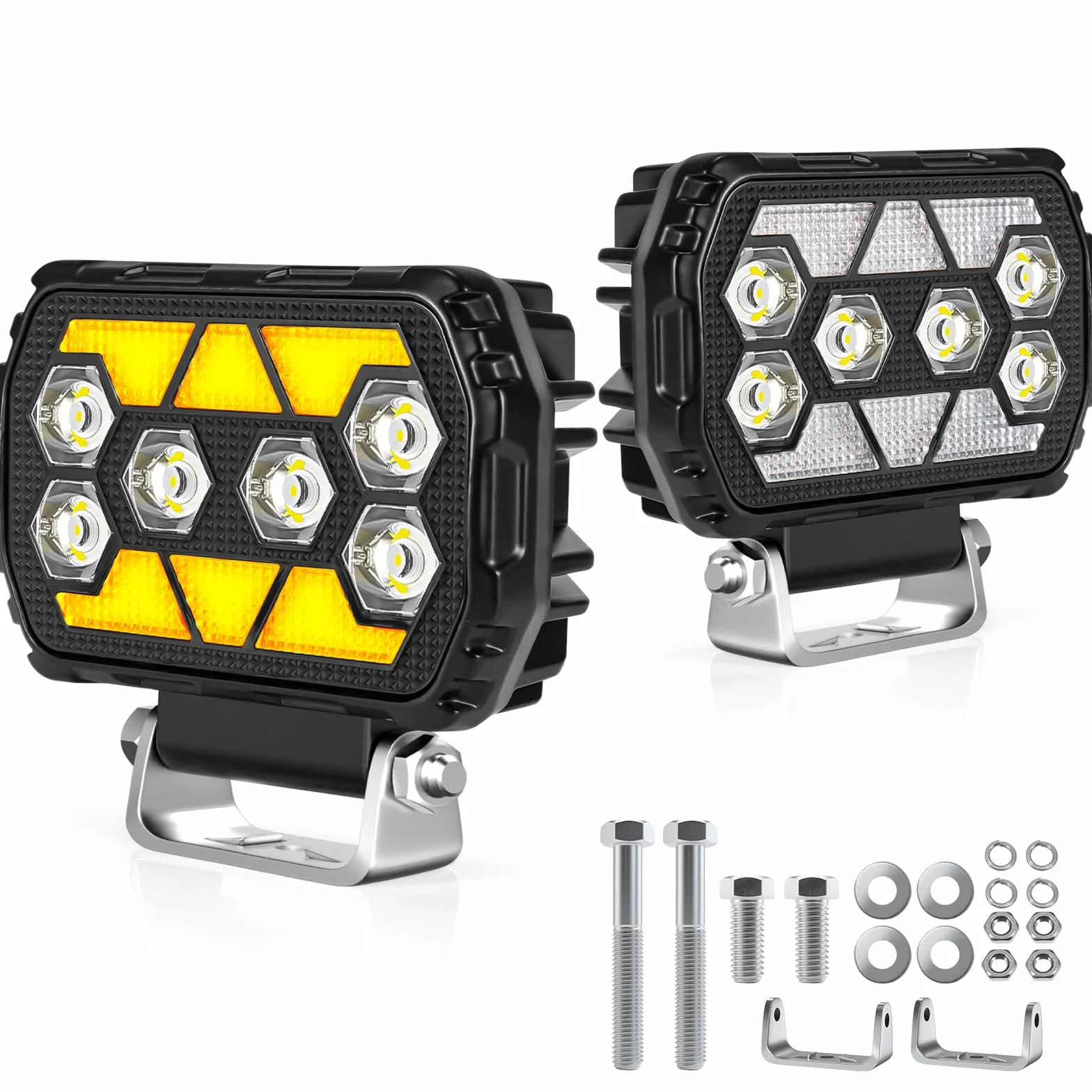 antom 2 focos led 12v 168W 9-60V 18000 lumenes faros led tractor IP68 impermeable 4,5 pulgadas luz auxiliar para excavadoras, tractores, remolques, ATV, entusiastas del outdoor