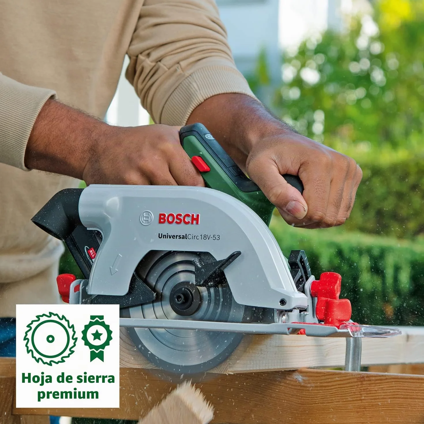 Bosch sierra circular a batería UniversalCirc 18V-53 (para serrar con precisión en madera; profundidad máx. de corte: 53 mm; sistema de 18 V; no incluye la batería)
