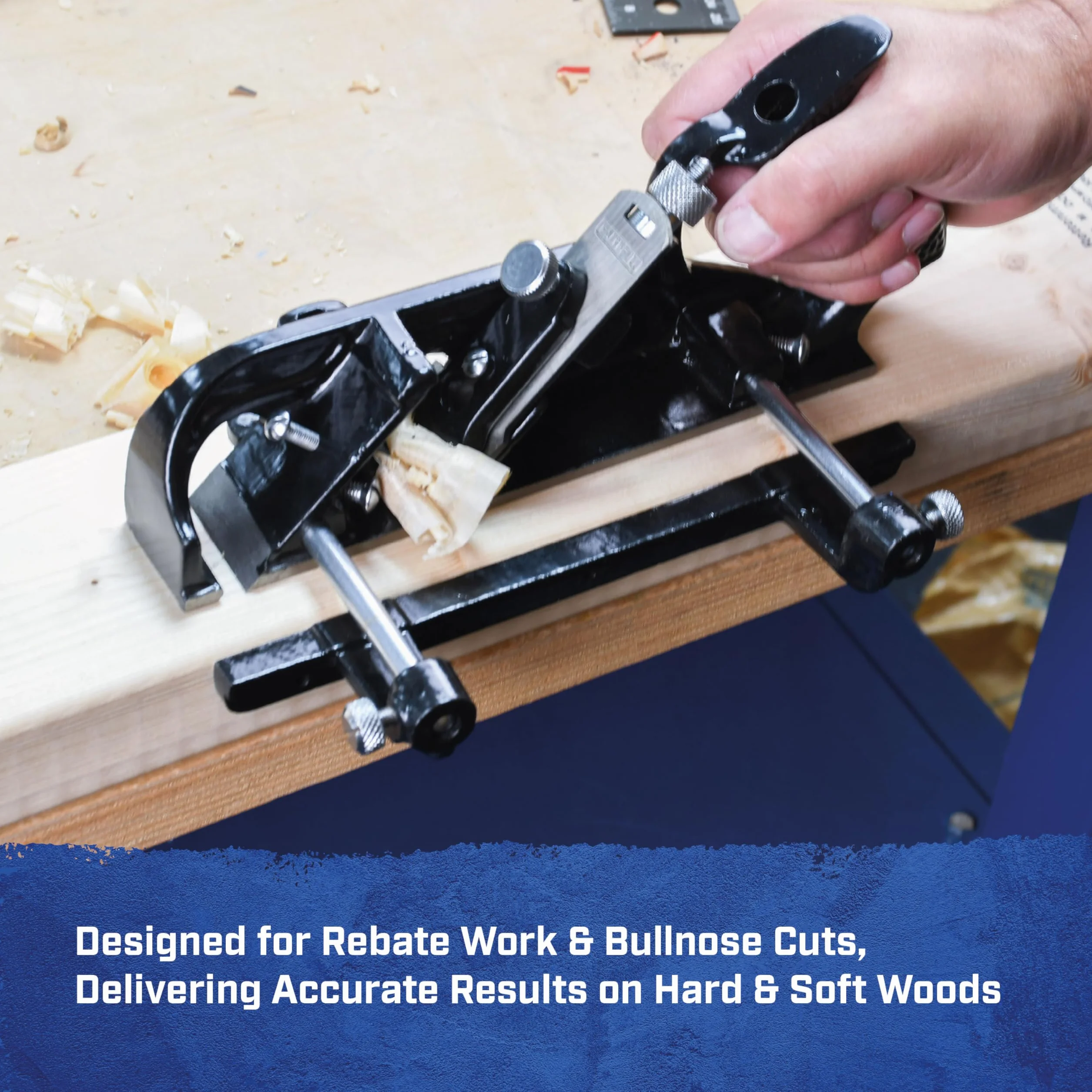 Rabot à feuillure Faithfull 778 dans un coffret en bois – Rabot à feuillure et à arrondir en fonte avec base affûtée avec précision pour la menuiserie, l'ébavurage et le travail en travers du fil