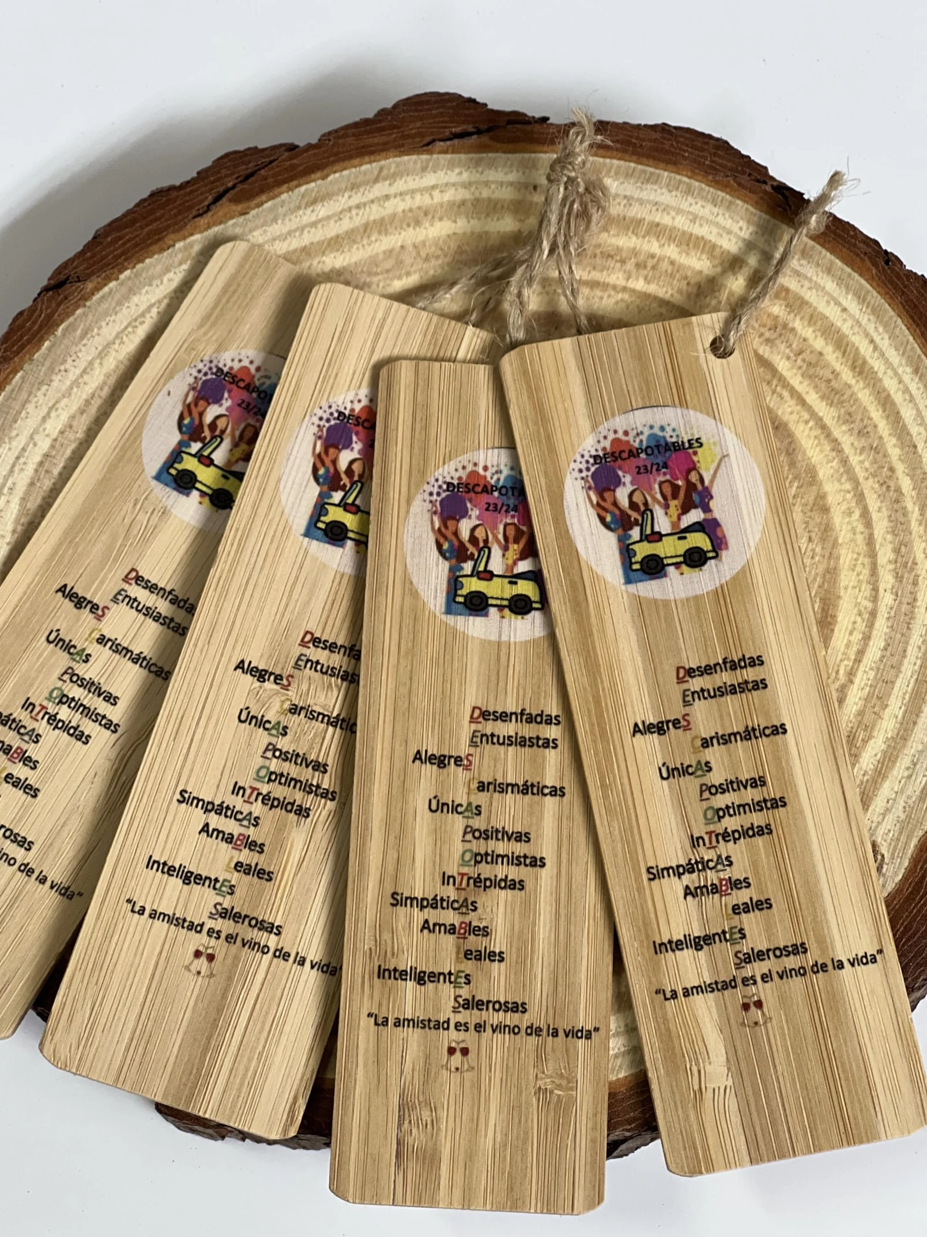 Pack de 20 Marcapáginas de Bambú Personalizados para Boda, Comunión, Bautizo