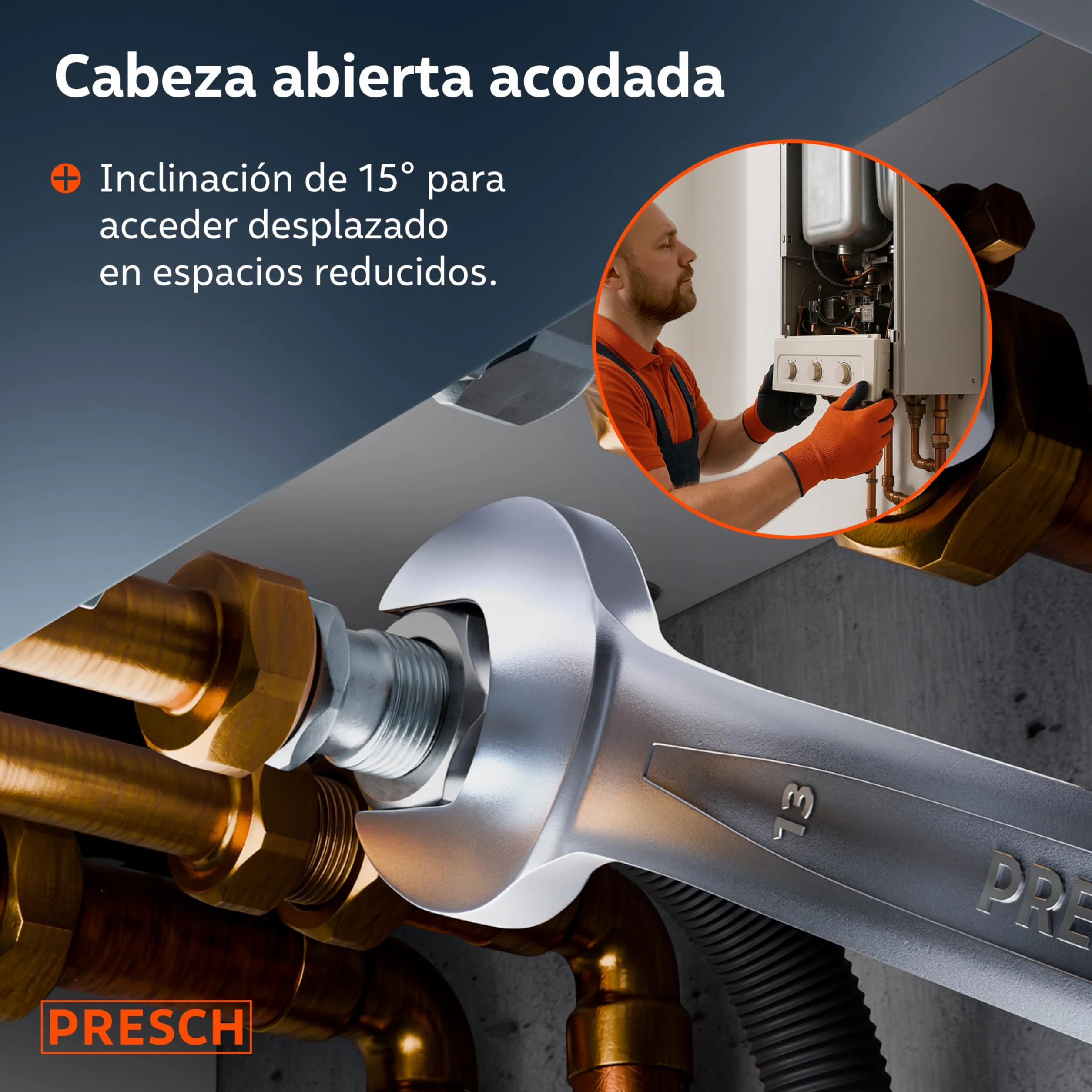 PRESCH Llaves fijas con carraca reversibles 5 uds (8, 10, 13, 17, 19mm) con bolsa - Ángulo de retorno mínimo (4°, 90 dientes) - Juego llaves carraca duraderas fabricados con precisión