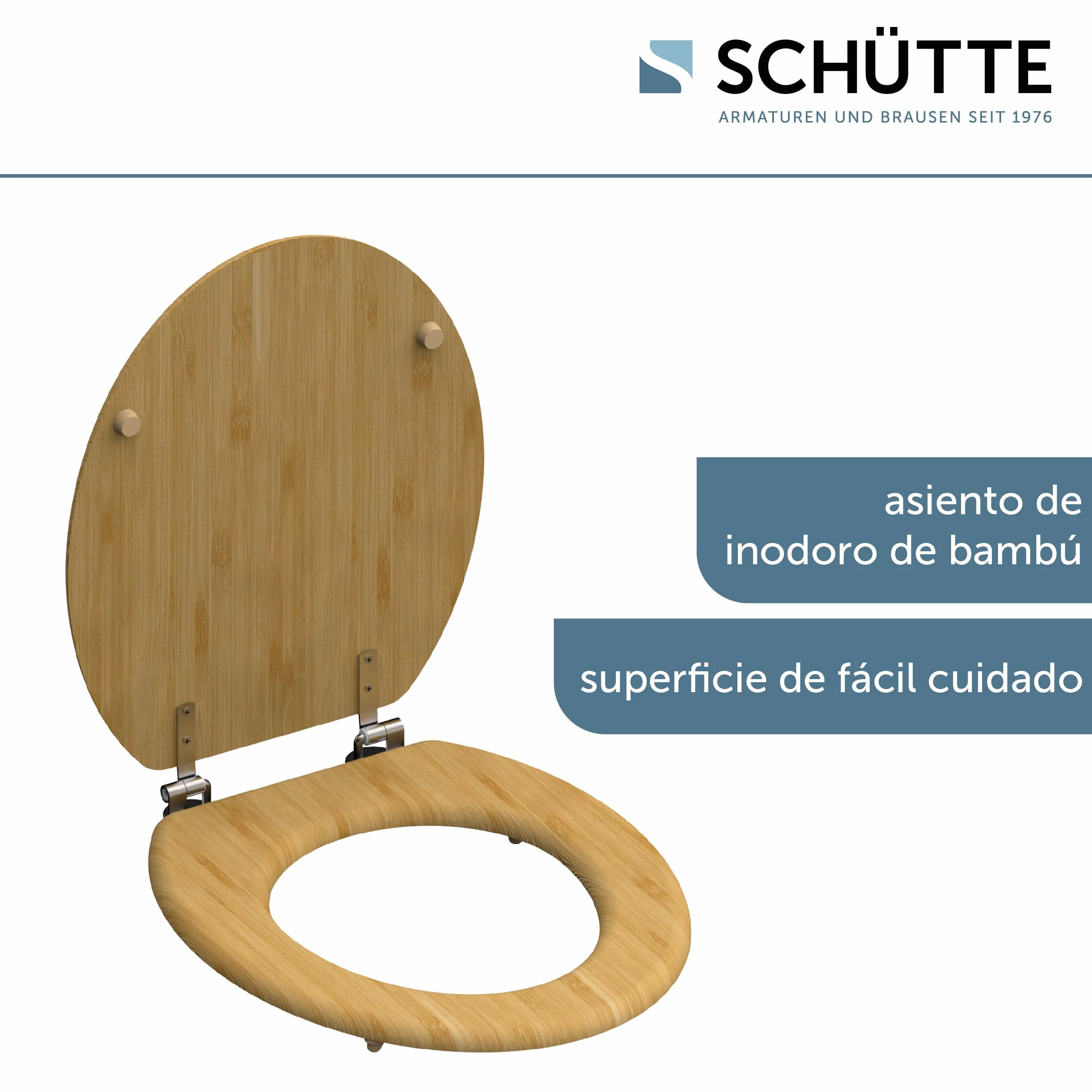 Schütte 81001-A Bambú Sólido Tapa Sostenible Madera Fabricado Adecuado para Todos los Estándares Carga Máxima Asiento Inodoro 150kg