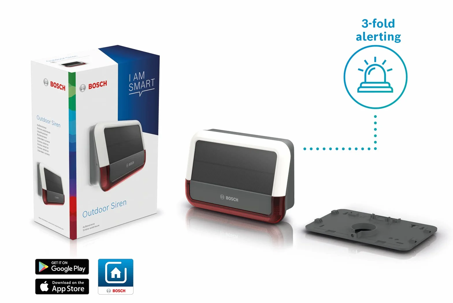 Bosch Smart Home sirena exterior, un sistema de alarma inalámbrico con panel solar, le avisará mediante notificaciones