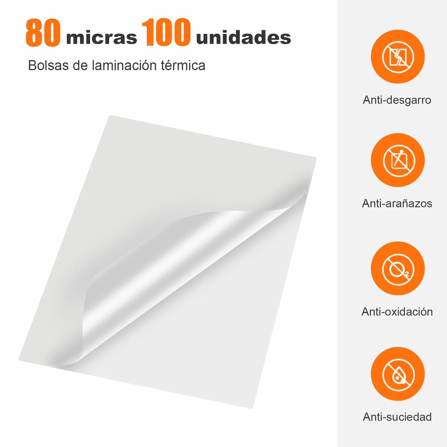 Bonsaii Laminating Pouches A4 2x80 Micras Pack 100 Brillante Transparente
