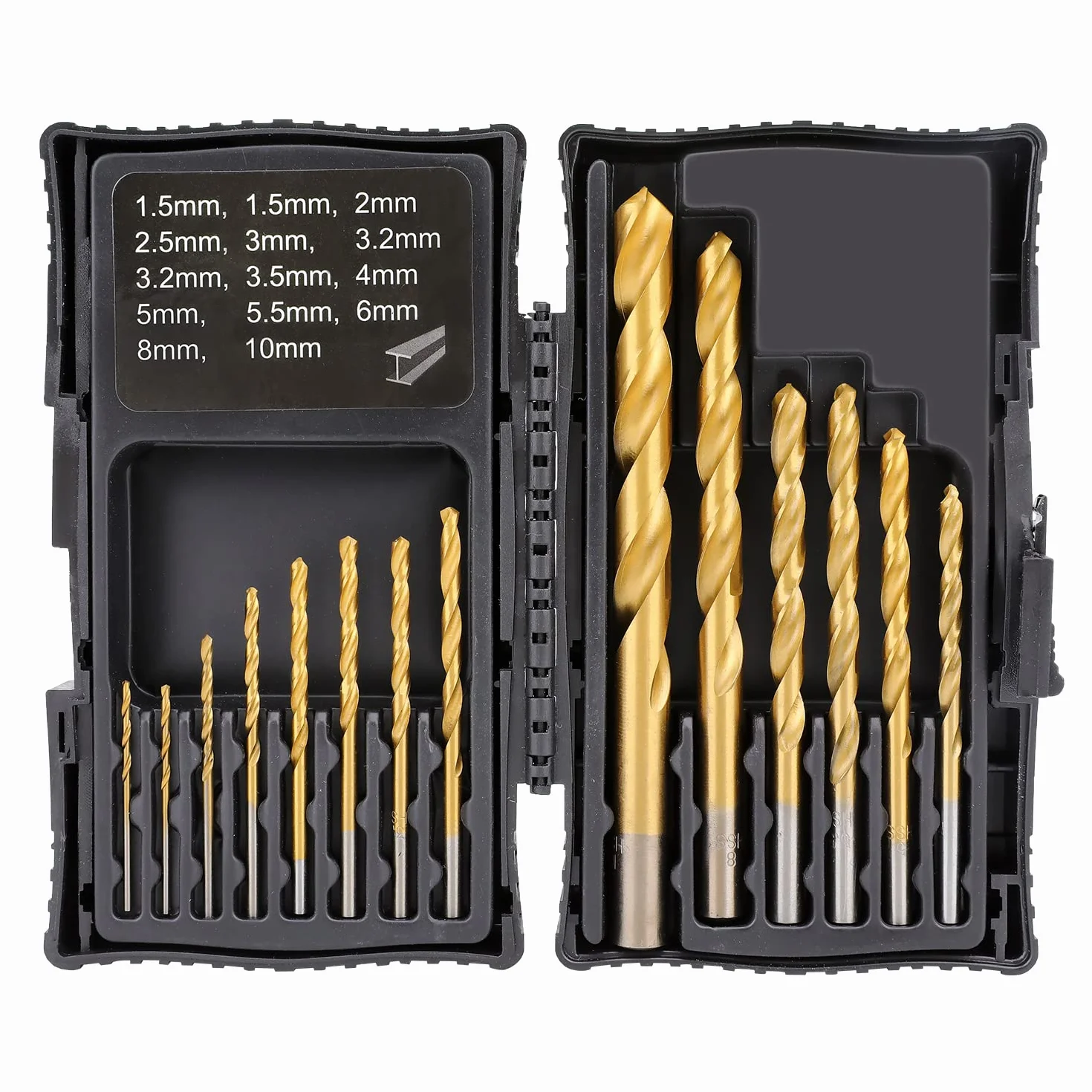 Amazon Basics Juego de brocas de HSS para metal, madera y plástico, 14 piezas, 1,5-10 mm