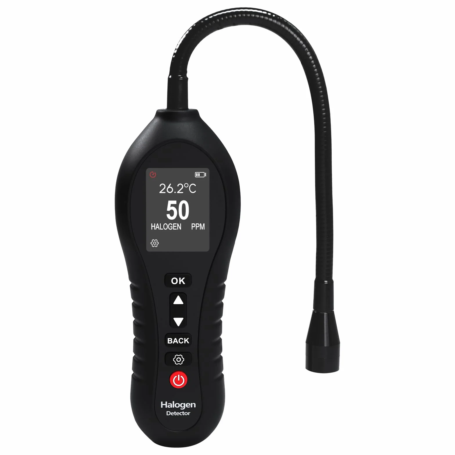 Detector de fugas de refrigerante HVAC, detector de fugas de freón con sonda flexible de 10 pulgadas, rango de 0-1000 PPM, pantalla a color, para sistemas automotrices y de aire acondicionado (CFC,