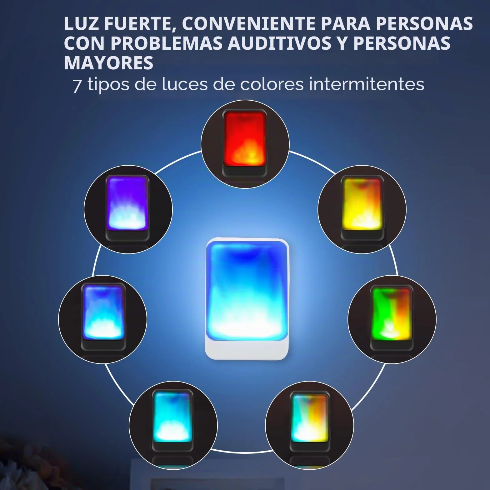 Timbre de puerta con flash fuerte con 7 colores de luz brillante y 4 volúmenes, timbres inalámbricos 183 metros, en casa/oficina, adecuado para ancianos, personas con discapacidad auditiva, 2