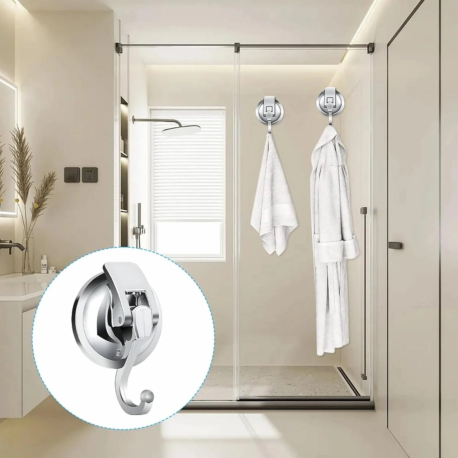 Ganchos Ventosa para Pared Baño, 3 Piezas Gancho Ventosa Vacio Sin Agujeros Ganchos Ventosa Súper Fuerte Ganchos Pared Puerta Impermeable Ganchos Succion de Plástico para Colgar Toallas Cocina Ducha