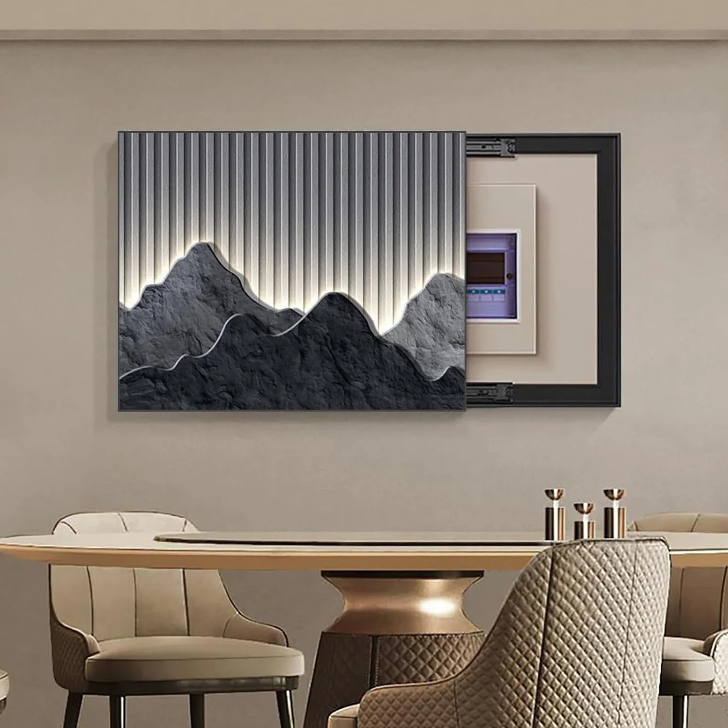 Cuadro Contador Electrico Pintura Decorativa Cubre Contador Tapa Cuadro Electrico Decorativos Caja Medidor Desmontable,02,70 * 50cm/27.6 * 19.7in