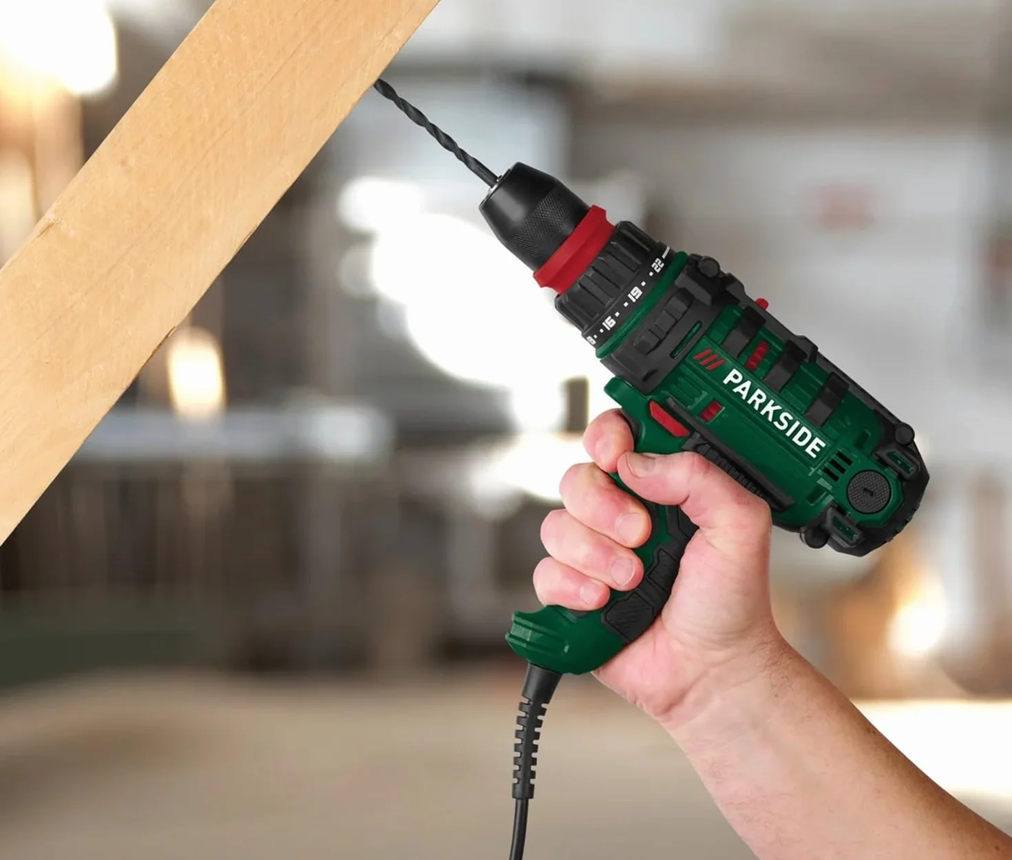 PARKSIDE - Taladro potente de 2 velocidades PNS 300 B3 resistente y duradero con 22 niveles + nivel de perforación hasta 1600 revoluciones por minuto, mango suave antideslizante, aspecto husillo,