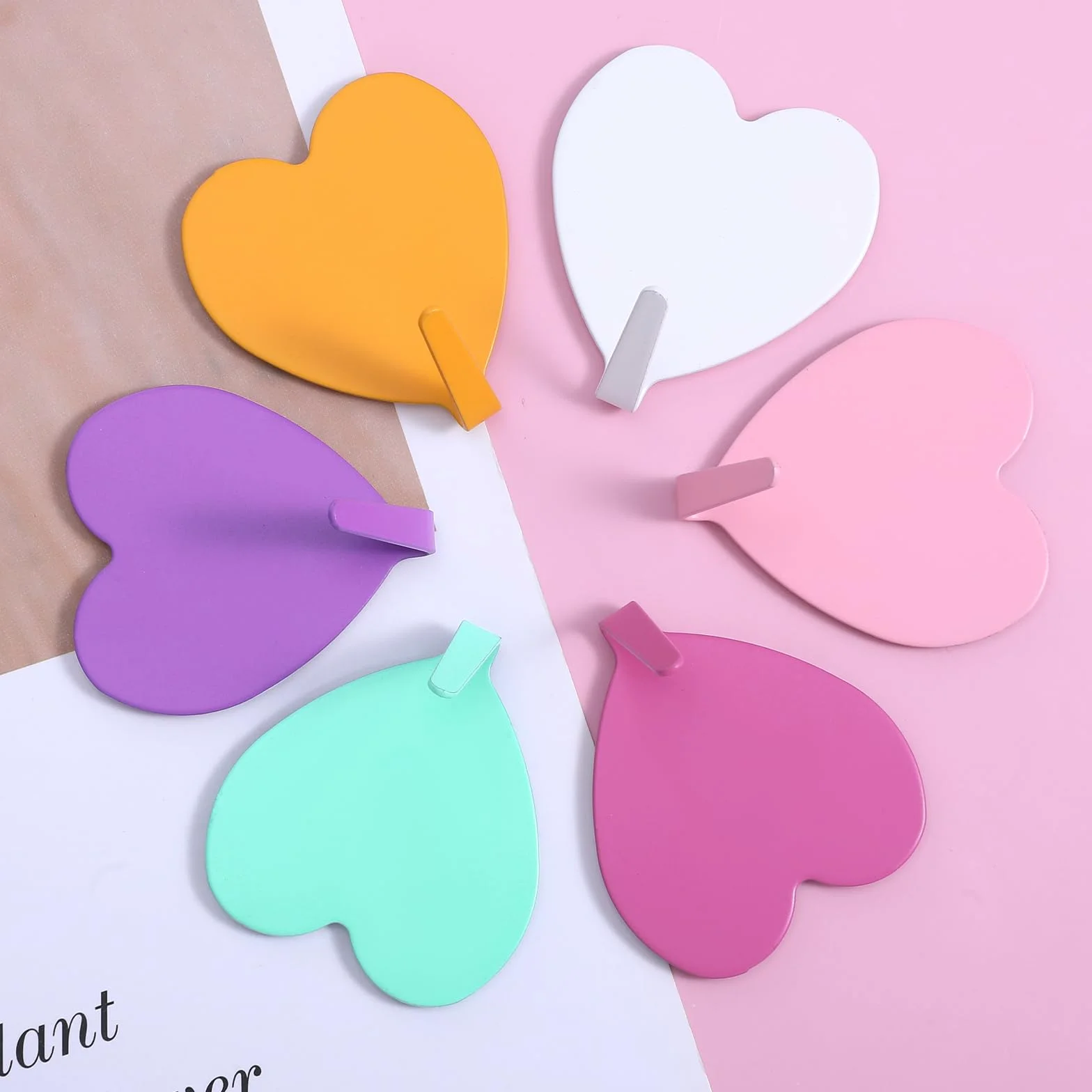 Dimeho 6 ganchos autoadhesivos de pared ganchos decorativos para colgar perchas de acero inoxidable coloridos ganchos adhesivos sin taladrar para toallas de baño, casa, llaves, cocina, oficina, aula