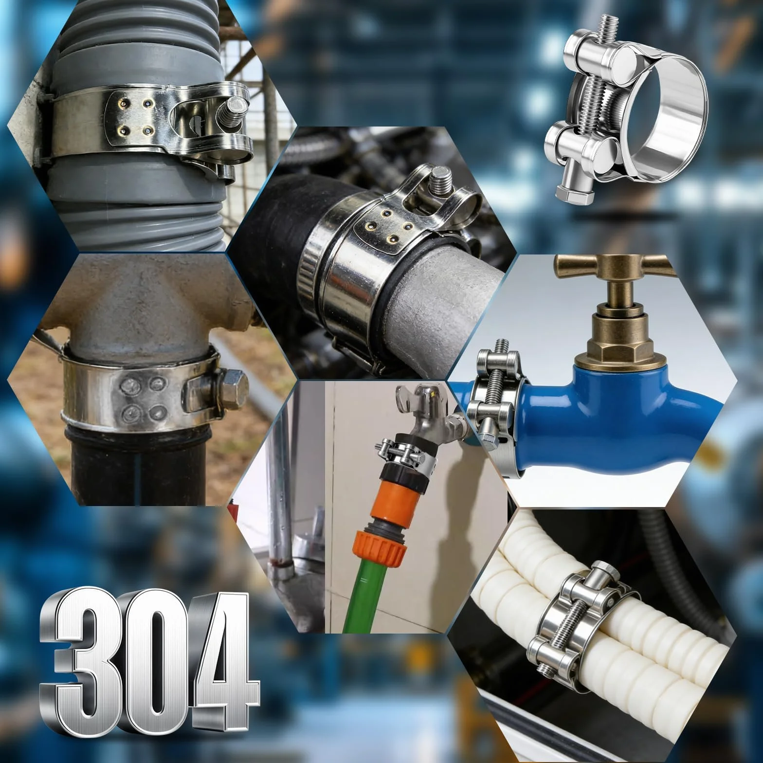 Abrazaderas de manguera, 8 unidades, abrazadera de perno articulado, 23-25 mm, acero inoxidable, tubo de escape, ancho de banda de 18 mm para tubos de escape de motocicletas y tubos de agua