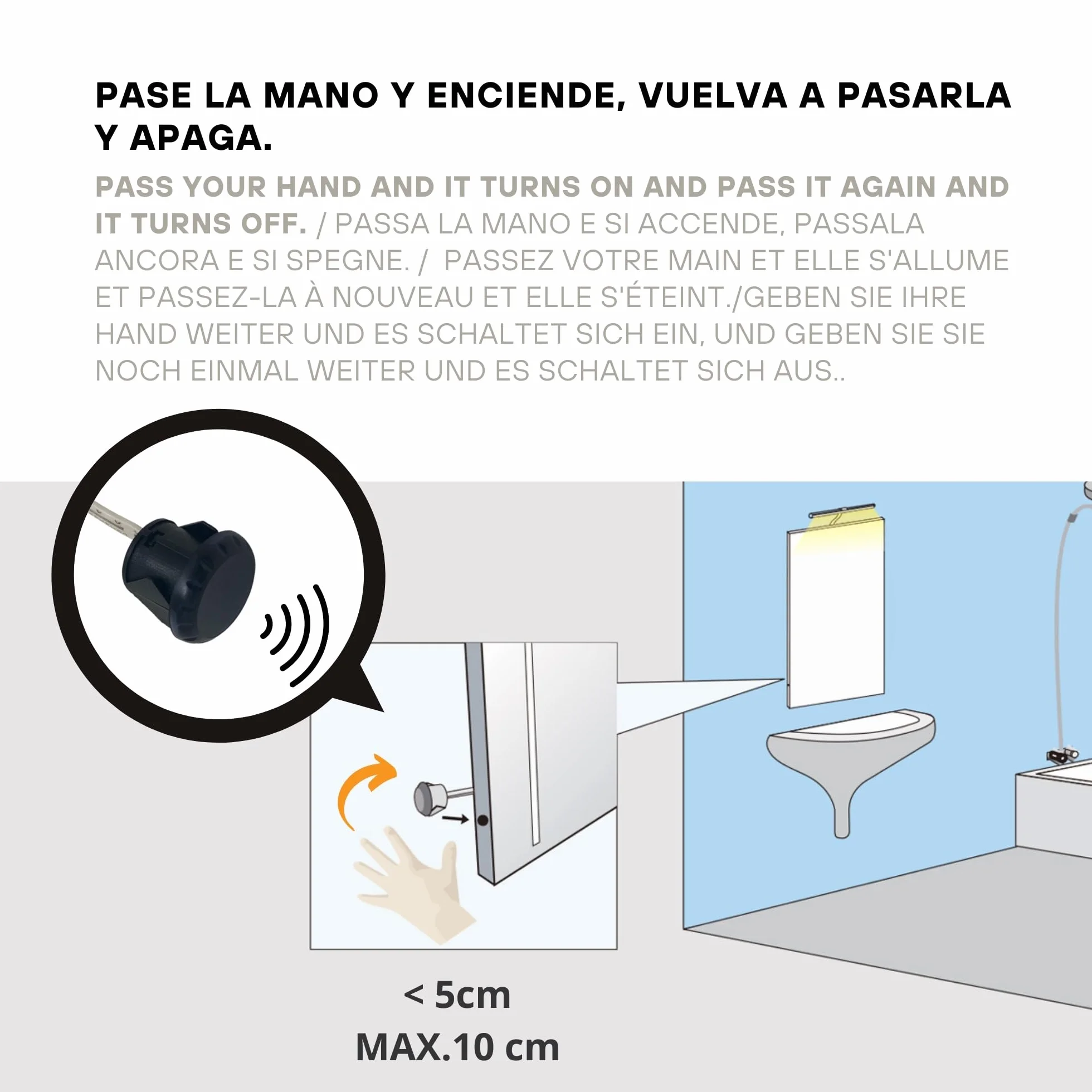 GBBC Relé electrónico sensorial HZK218C, Activación por movimiento de mano a 10 cm, Sensor de movimiento