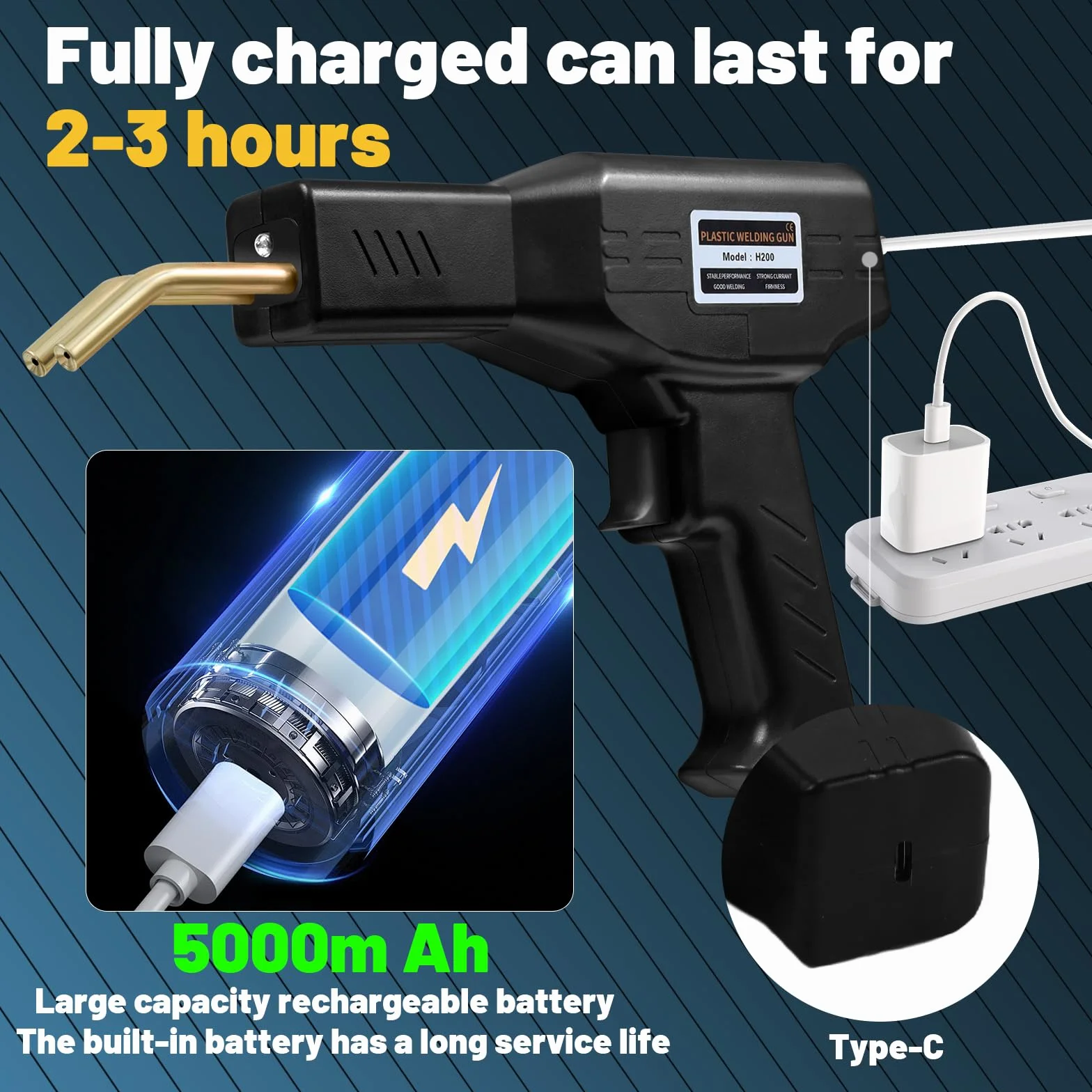 200W Soldador de Plástico, 1050 PCS Hot Stapler 5000mAh USB Recargable Soldadura Plástico Kit, Soldar Plastico para Reparación Inalámbrico de Parachoques de Coche, Para Kayac/Canoa/Plástico Producto