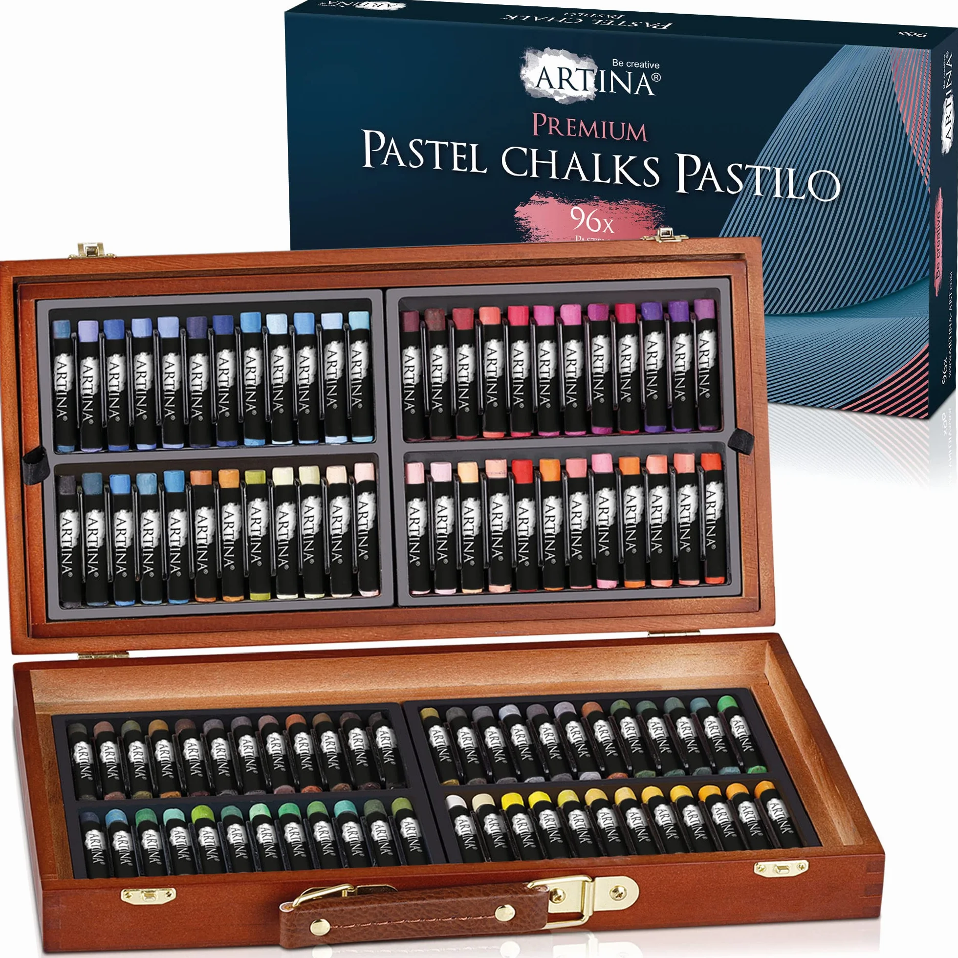 Artina Pastilo Set de 96 tizas de pastel para artistas - Maletín de arte FSC