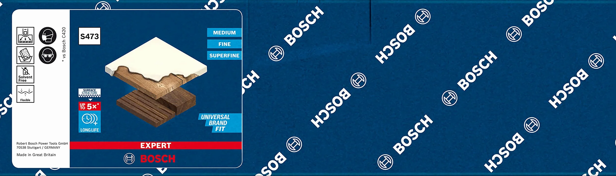 Bosch Professional Esponja Expert S473 98x120x13 mm Muy Fino Lijado Manual