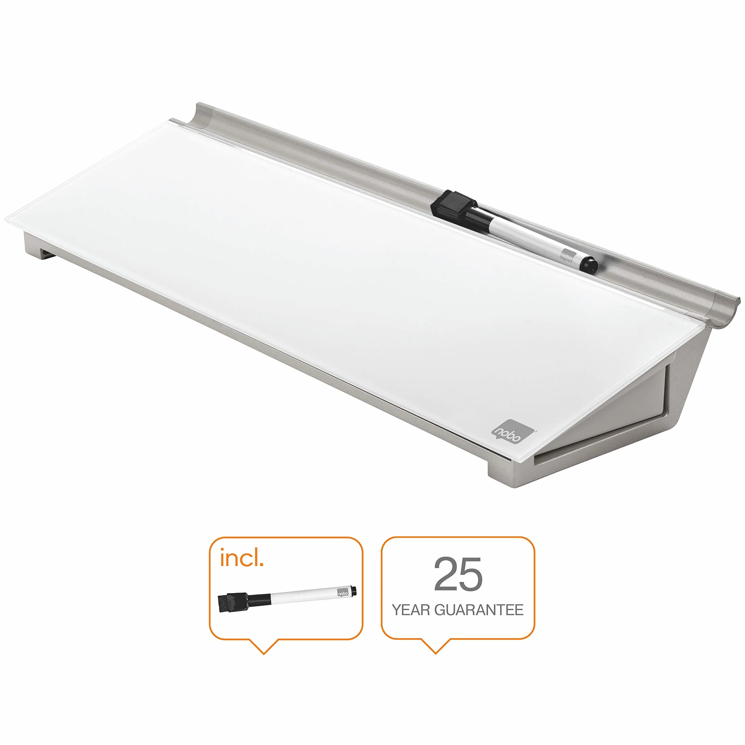 NOBO Set de escritorio CRISTAL blanco brillante