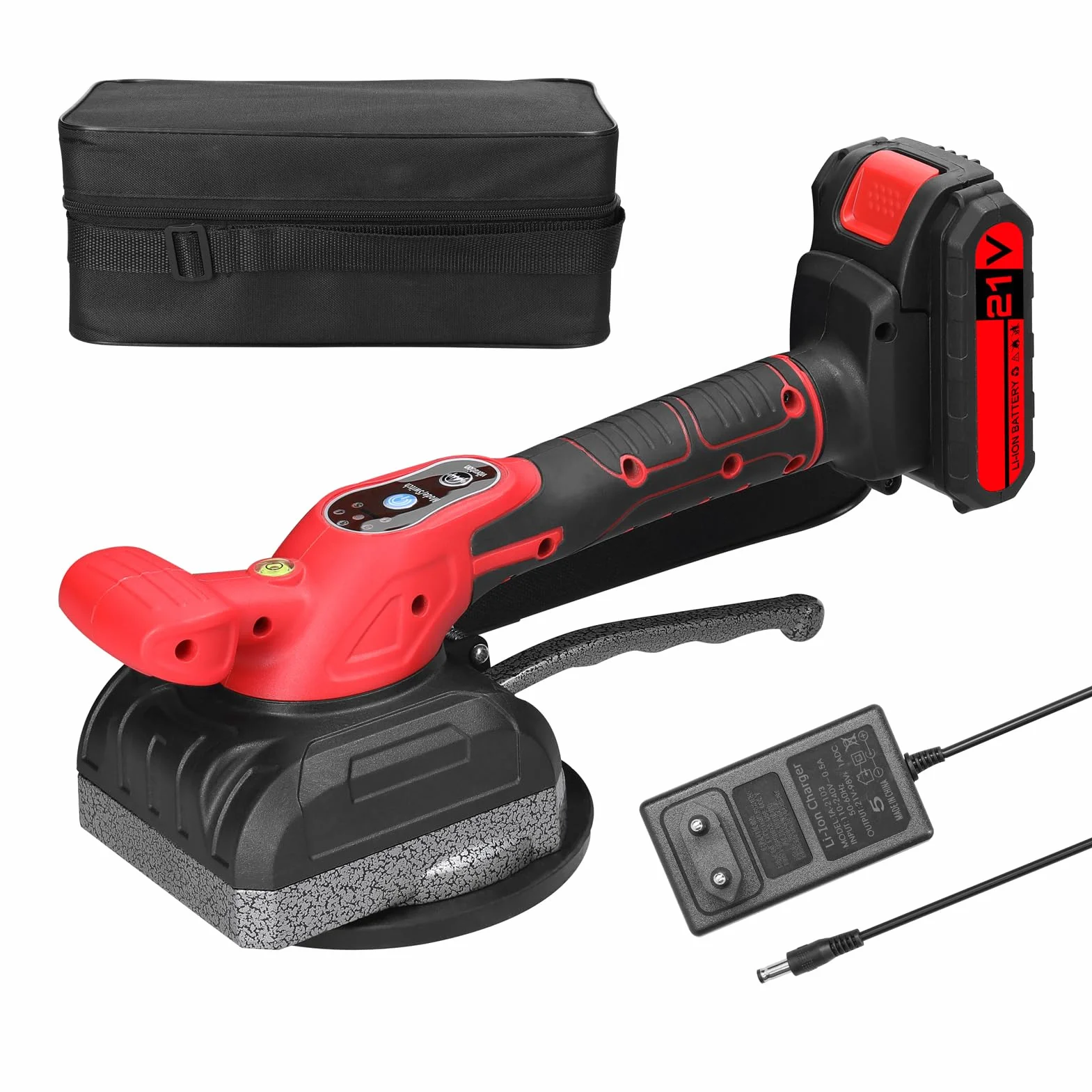 Maquina Vibratoria para Azulejos, VISLONE Máquina de Colocación de Azulejos de 21 V, Vibrador de Azulejos con 1 Batería de Litio de 1300 mAh y Ventosa Agrandada