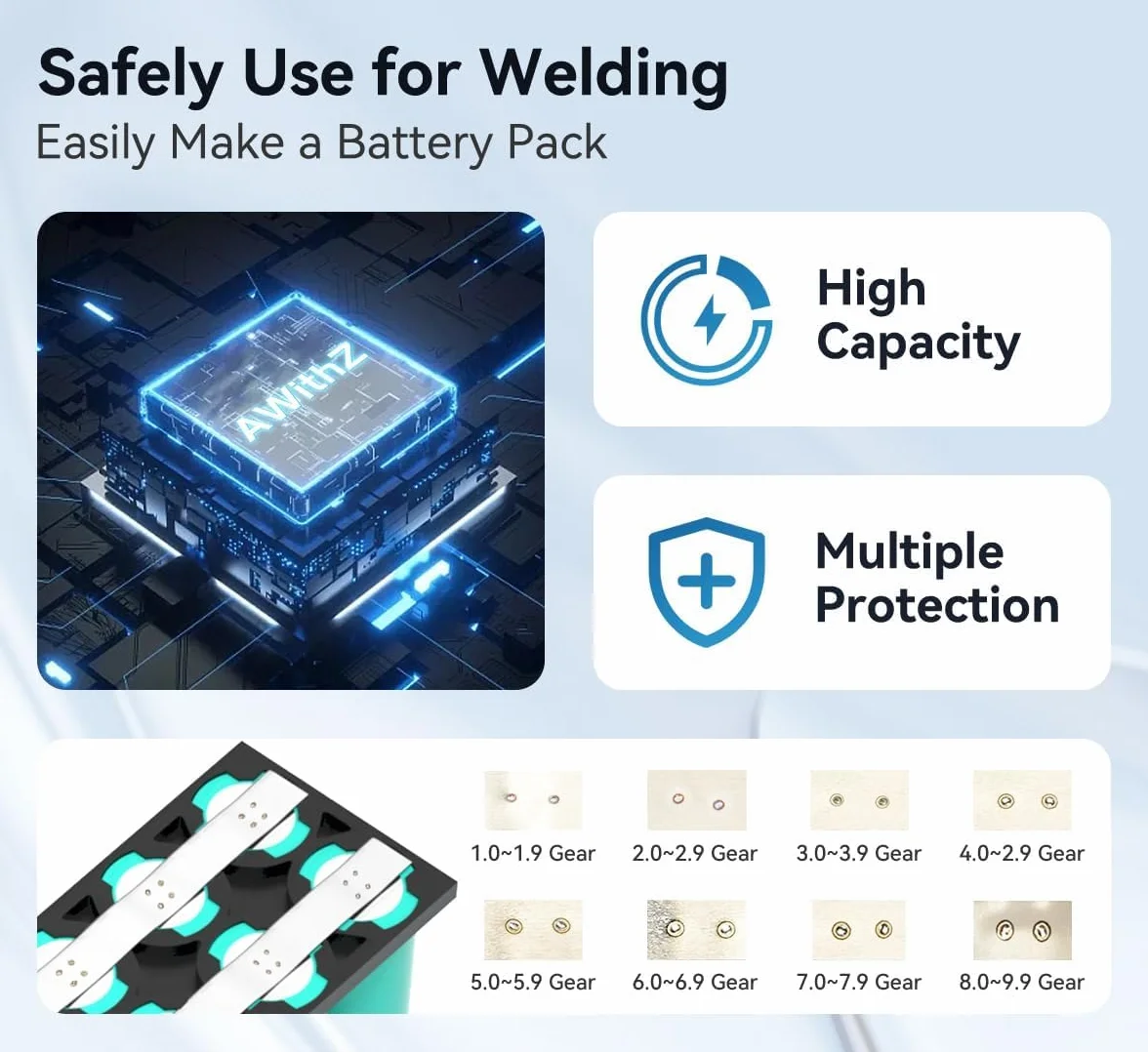 Soldador de puntos para baterías, soldador de puntos portátil para baterías con 11000mAh, LCD de 1,5 pulgadas, mini soldador de puntos de 99 velocidades para reparar/cambiar/construir uno mismo