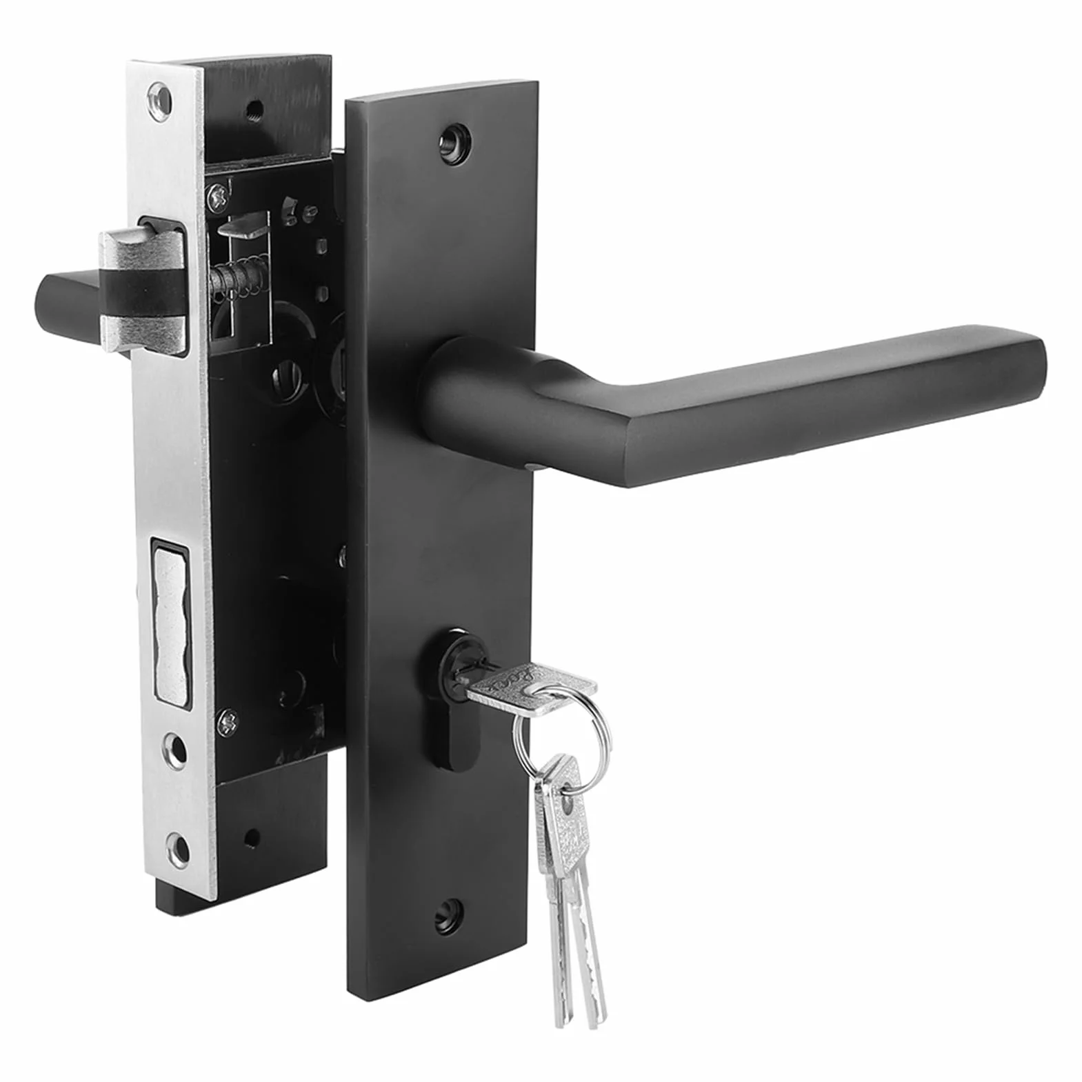 Dioche Cerradura de Puerta de Dormitorio Moderno Negro con Cerradura de Llave y Desbloqueo de Llave