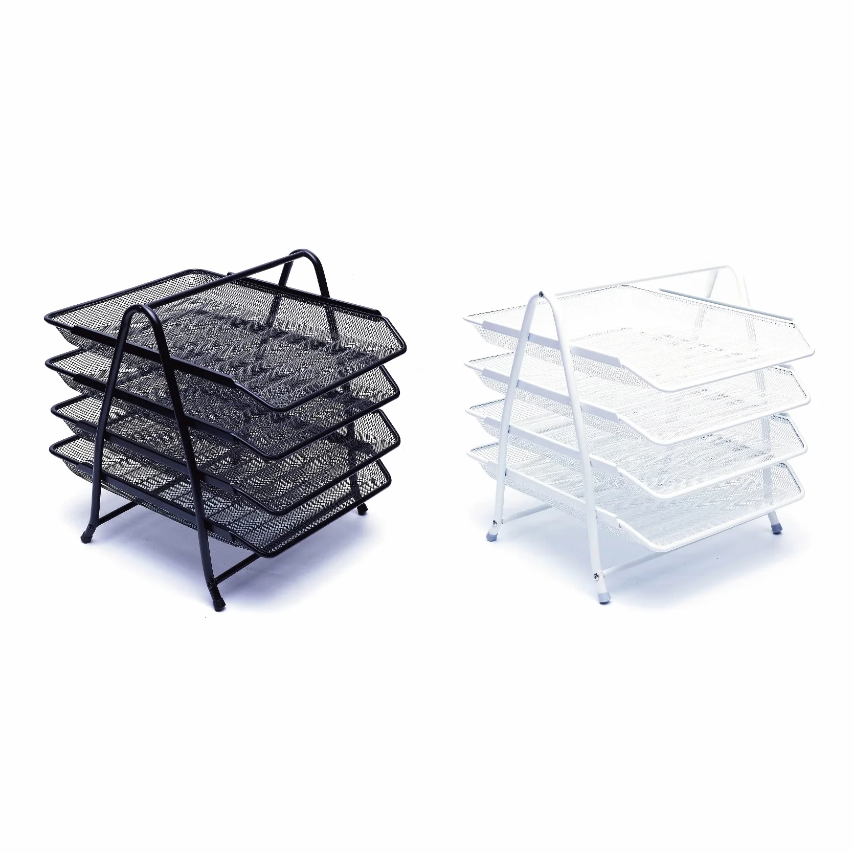 EXERZ Bandejas de Cartas de 4 Capas, Organizador de Escritorio, Soporte para Archivos, Estante de Metal Malla de Alambre Blanco
