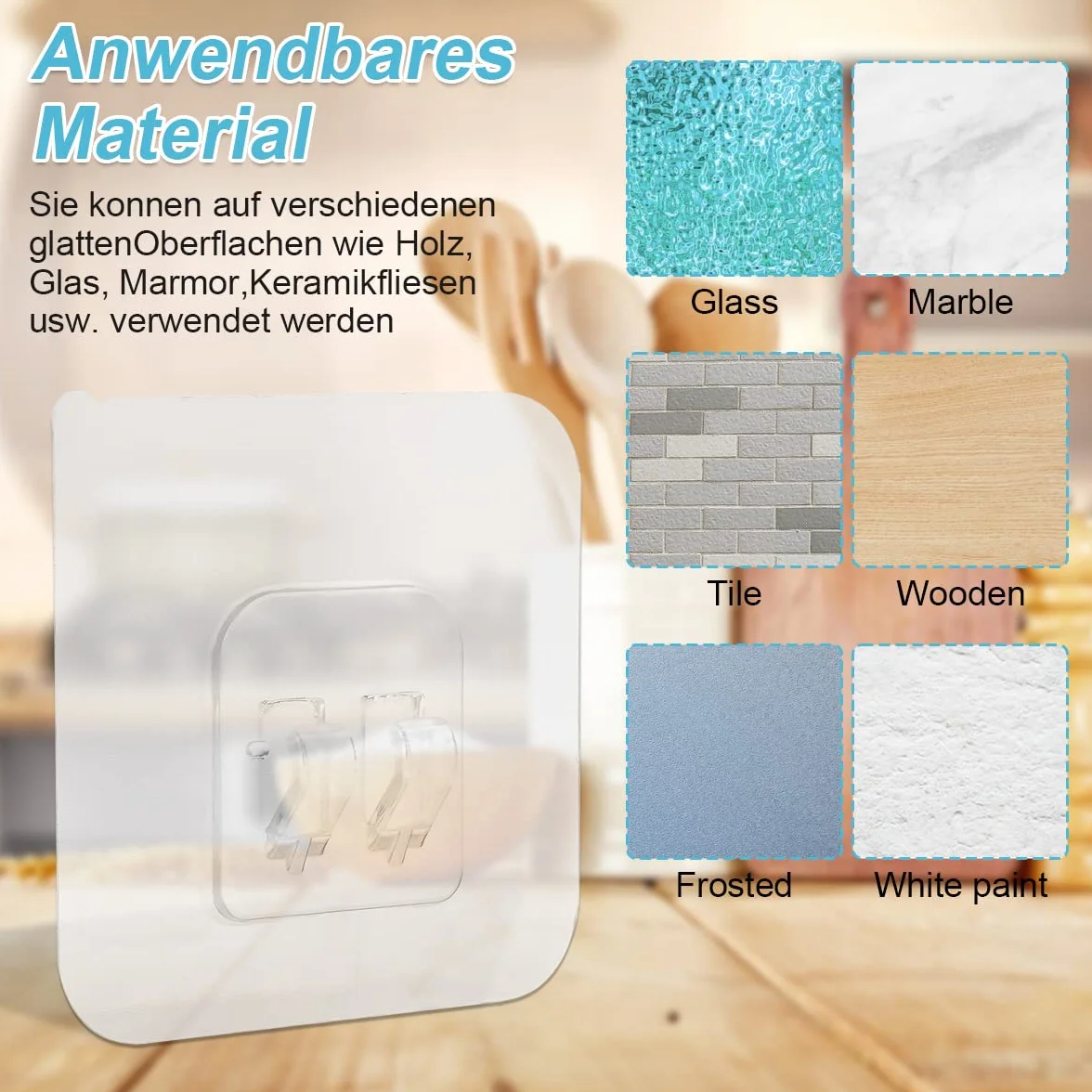 36 Piezas Ganchos Adhesivos Extra Fuertes, Ganchos Grandes Transparentes, Gancho Multiusos Reutilizables, Ganchos Impermeables para Cocina Baño Pared