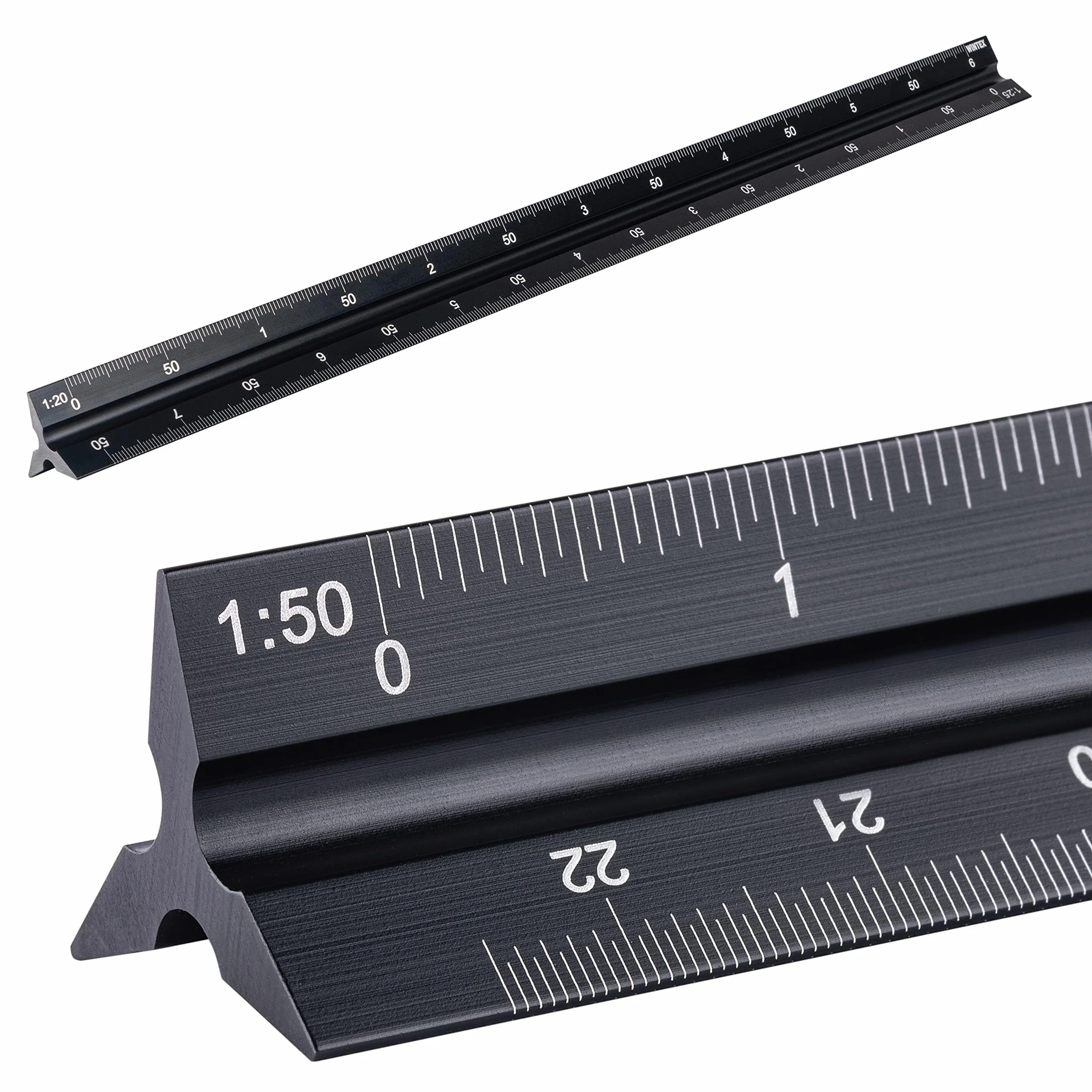 WINTEX Escalímetro Profesional Regla Triangular Aluminio 30 cm 1:20 1:50 1:75 1:100 1:125