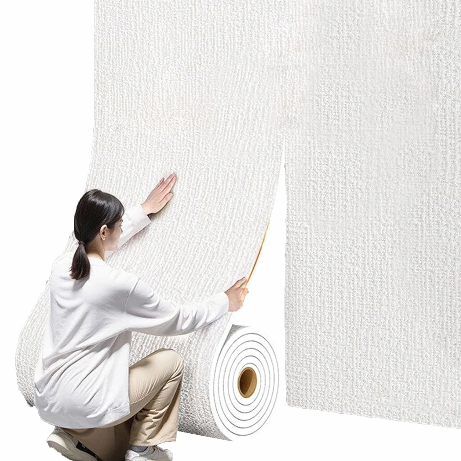 Papel Pintado Térmico Aislante,Papel Pintado Aislante Autoadhesivo para Paredes Interiores,contra El Frío,Aislamiento Térmico(White,50x3000cm)