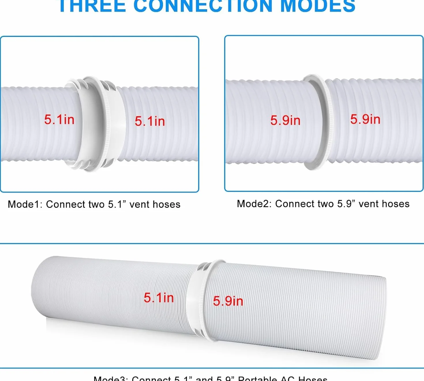 Adaptador Tubo Aire Acondicionado Portatil 130 mm Interior/150 mm Exterior Extensor Tubo Flexible Aire Acondicionado Portátil Adaptador Universal Conector