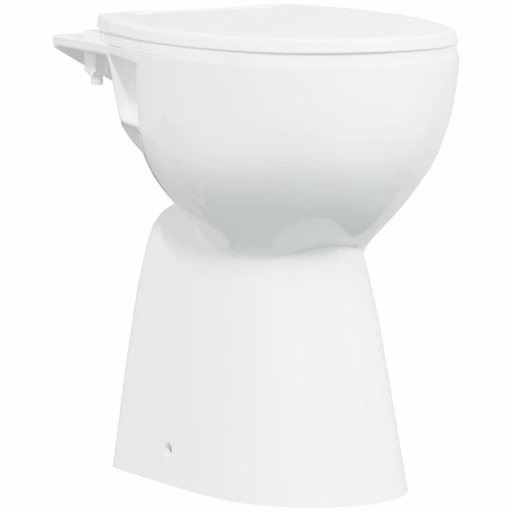 vidaXL Inodoro Sin Borde, Cerámica, Blanco, 50,5x36,5x50 cm, Asiento Soft-Close, Altura Extra Confort 7 cm, WC Compacto, Diseño Delgado, Baño, Descarga Higiénica